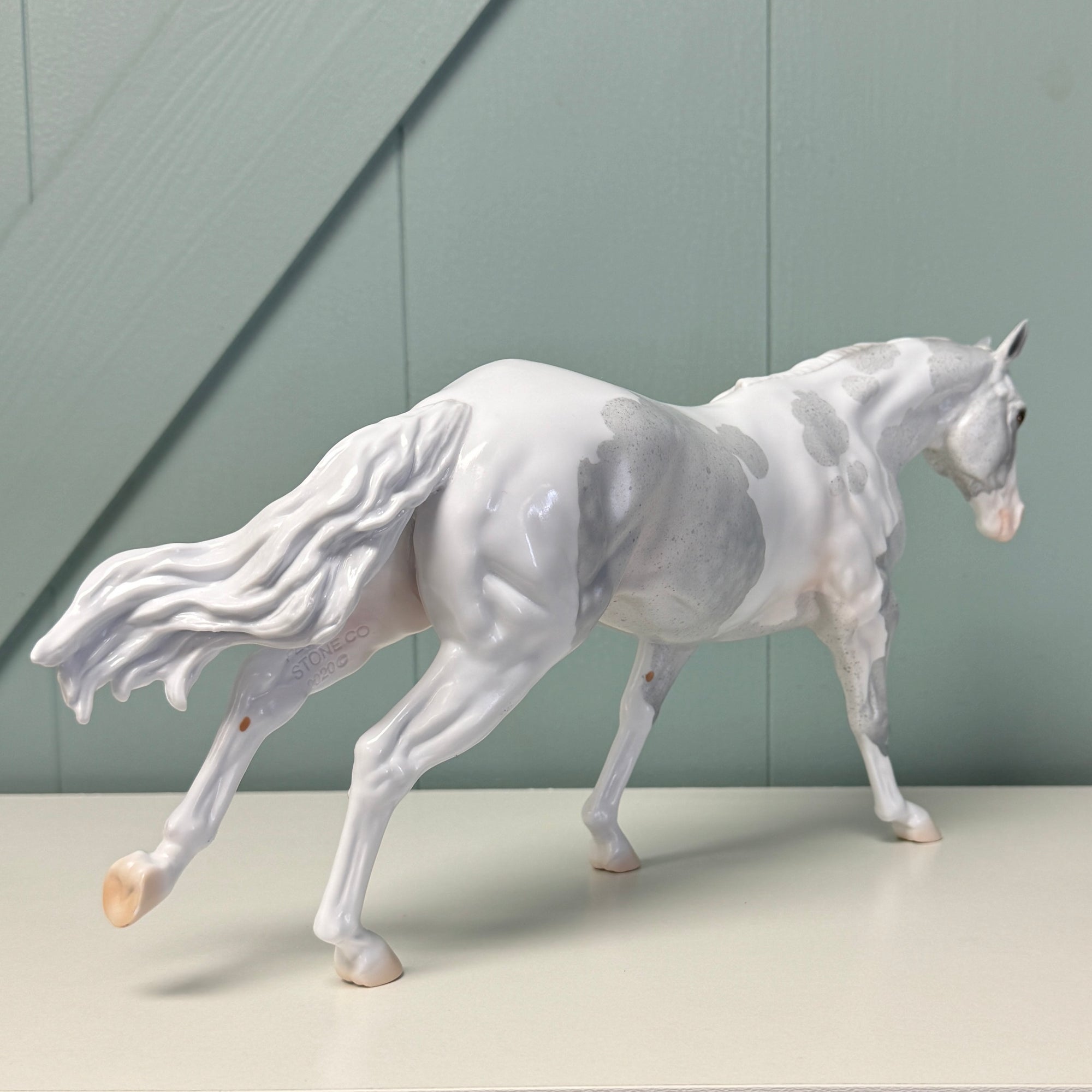 Maximillion OOAK Fleabitten Grey Tobiano Running Stock Horse By Jess Hamill EQ24