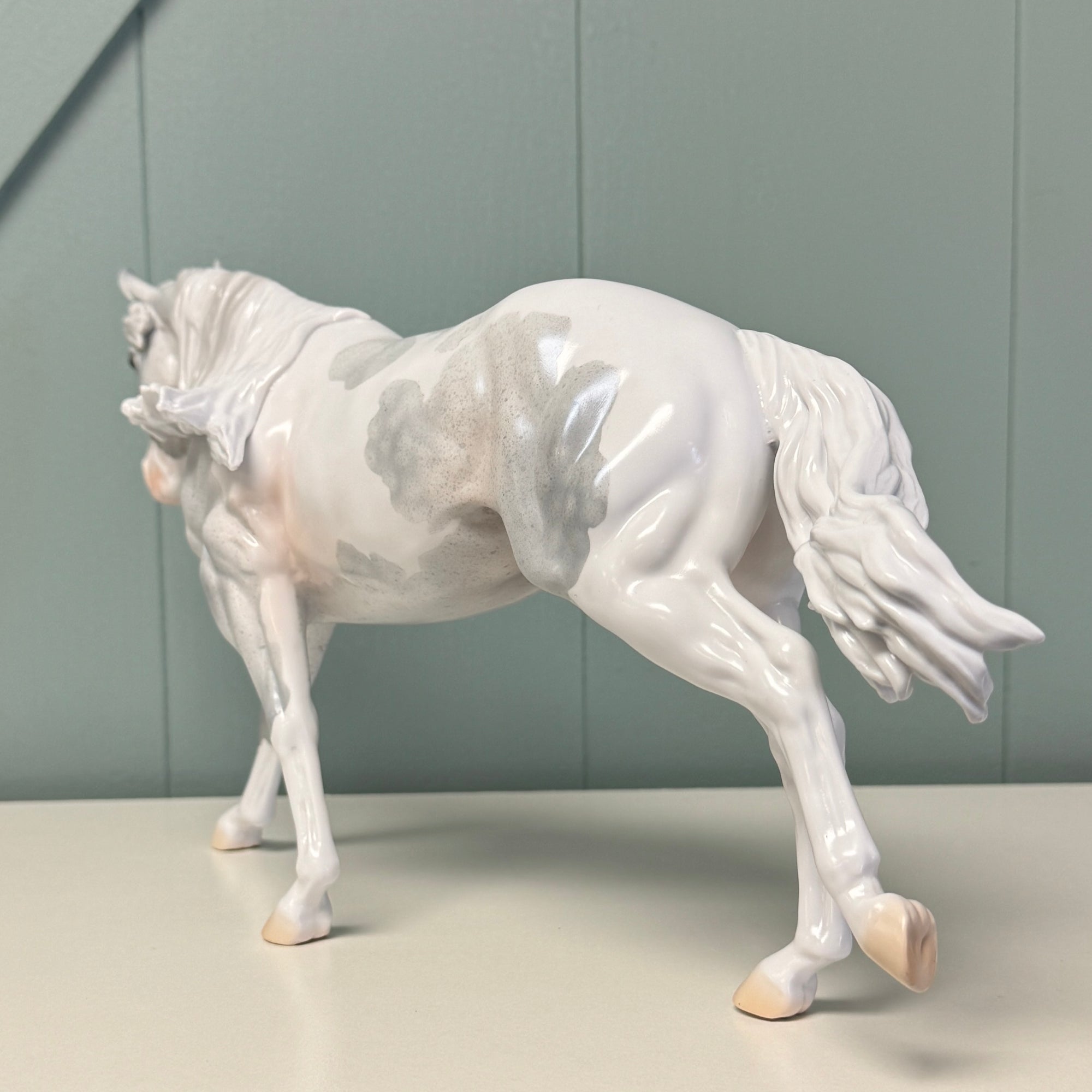 Maximillion OOAK Fleabitten Grey Tobiano Running Stock Horse By Jess Hamill EQ24