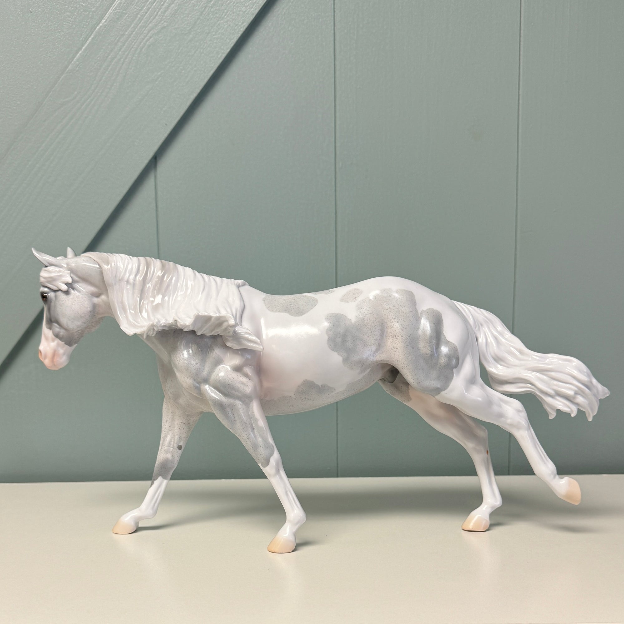 Maximillion OOAK Fleabitten Grey Tobiano Running Stock Horse By Jess Hamill EQ24