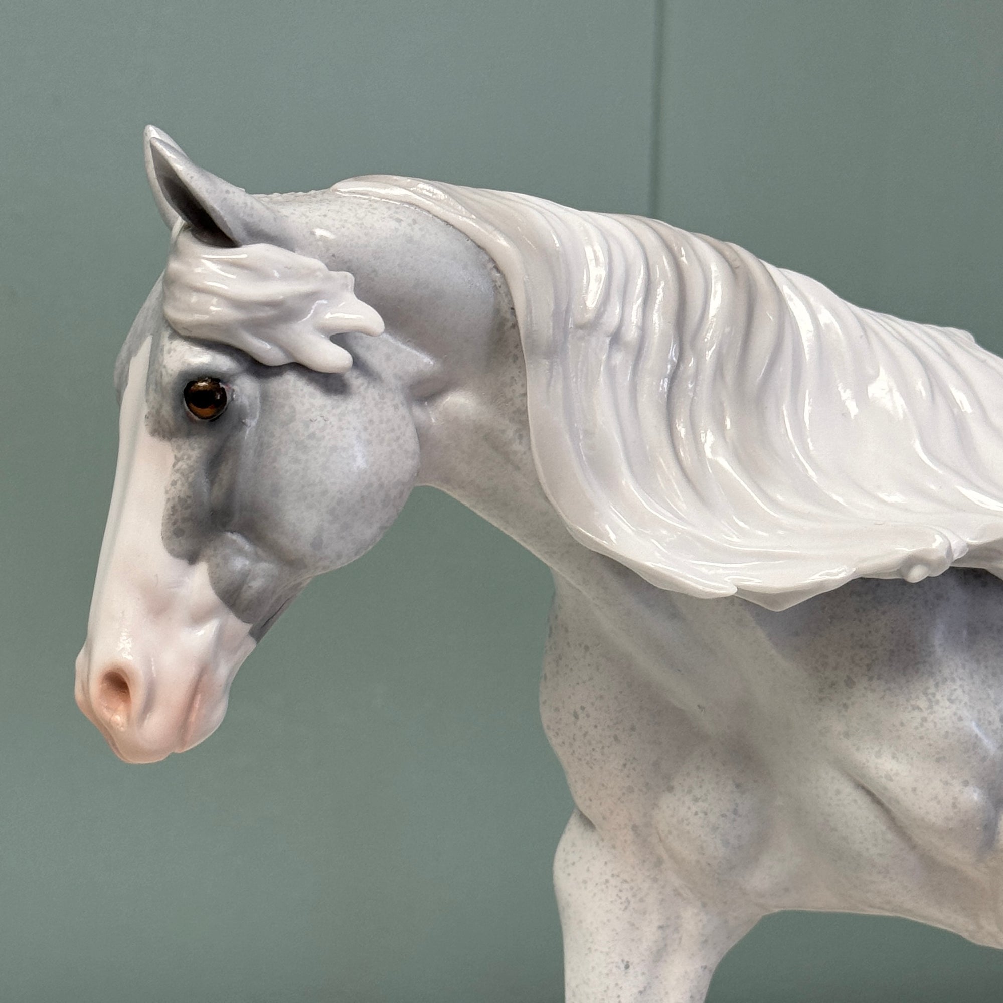 Maximillion OOAK Fleabitten Grey Tobiano Running Stock Horse By Jess Hamill EQ24