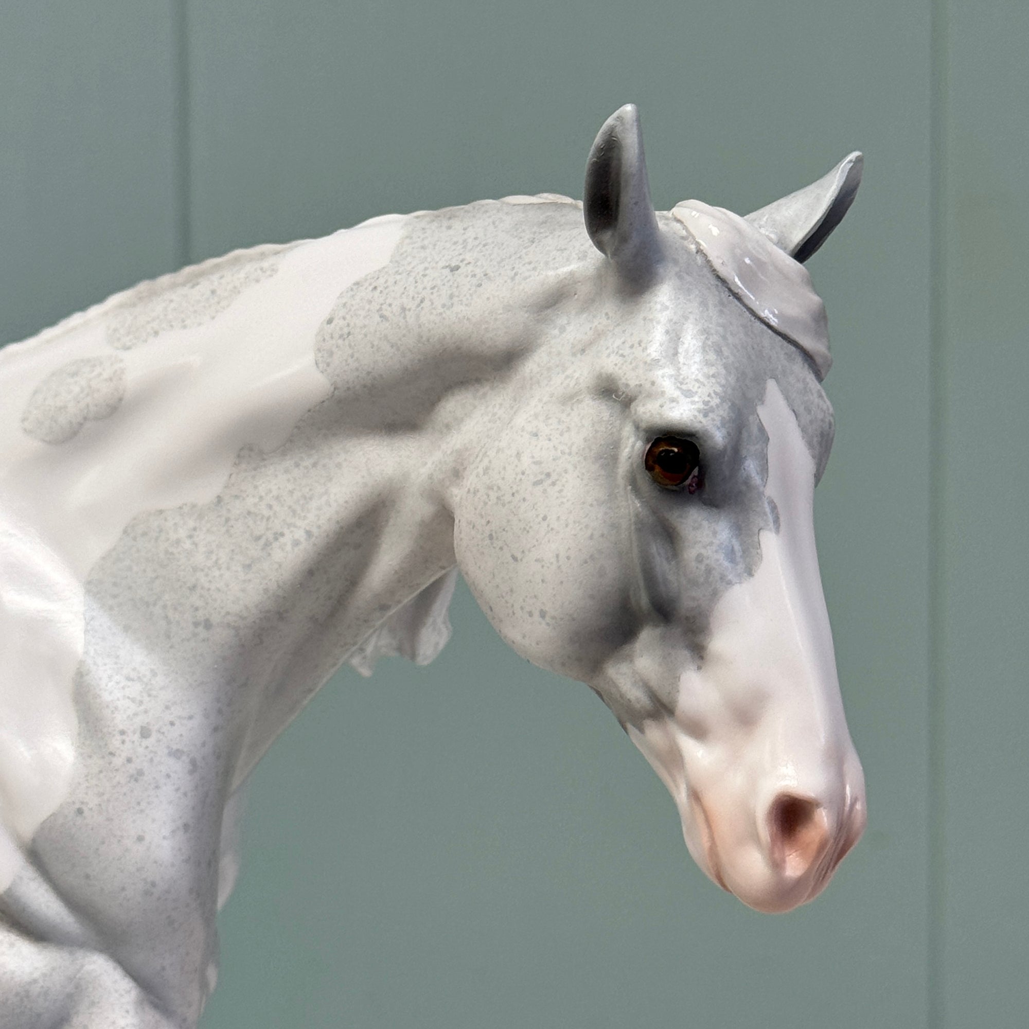 Maximillion OOAK Fleabitten Grey Tobiano Running Stock Horse By Jess Hamill EQ24