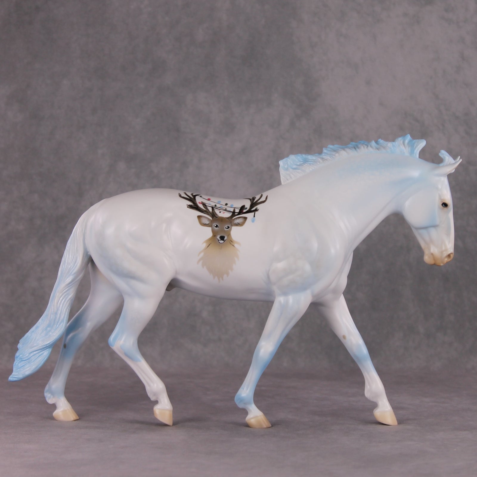 Reindeer Games OOAK Reindeer Blue Dappled Deco Irish Draught By Angela Marleau and Jess Hamill HS24