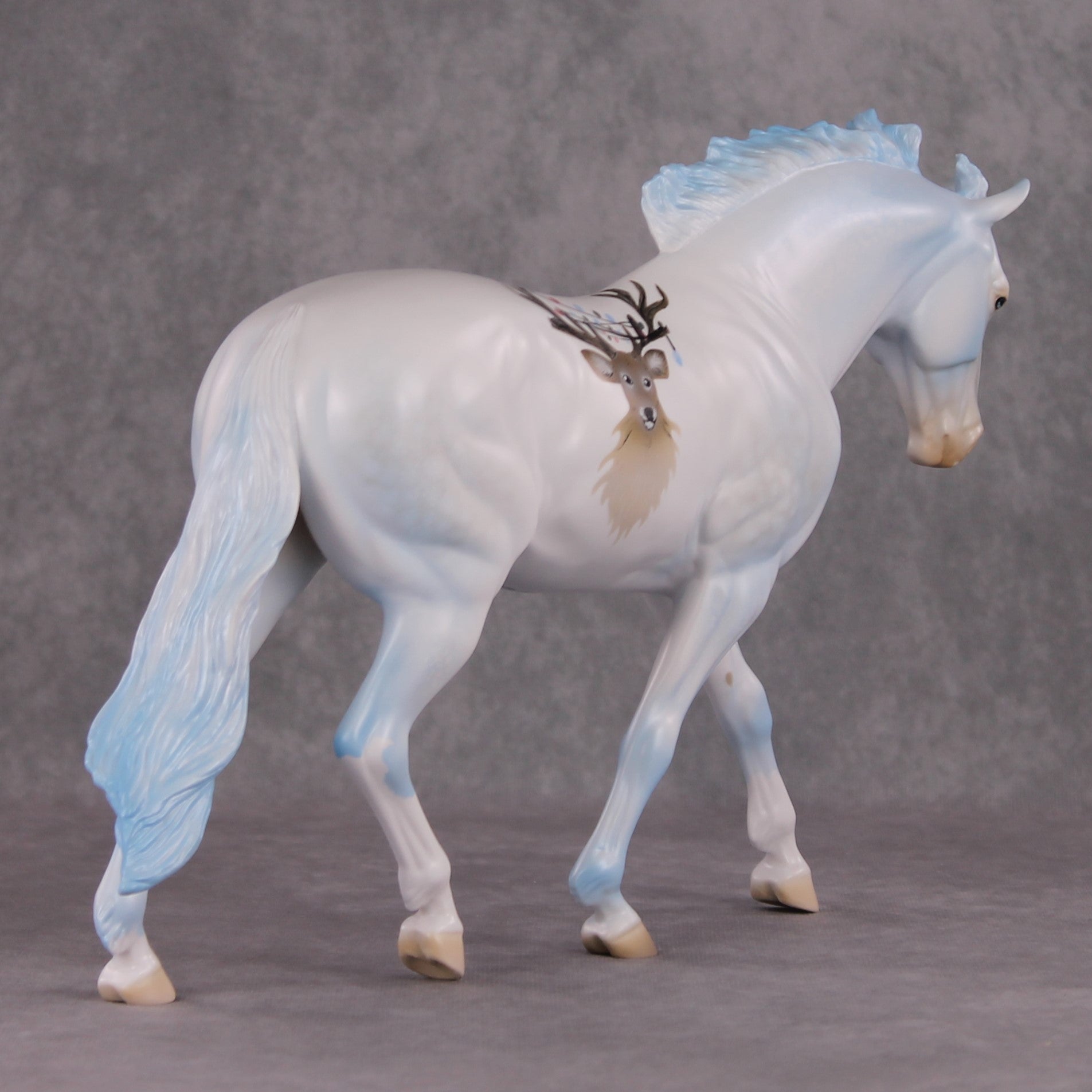 Reindeer Games OOAK Reindeer Blue Dappled Deco Irish Draught By Angela Marleau and Jess Hamill HS24