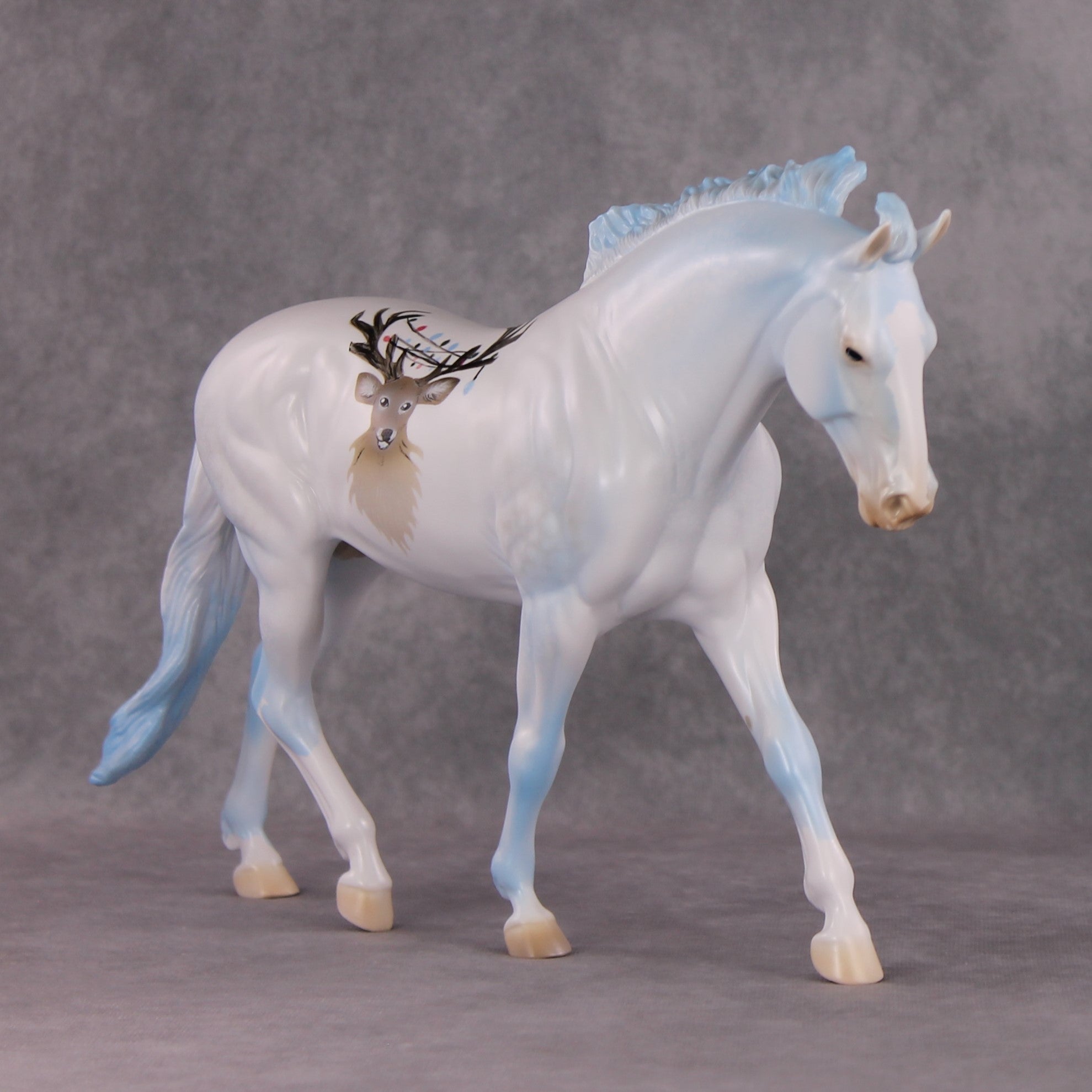 Reindeer Games OOAK Reindeer Blue Dappled Deco Irish Draught By Angela Marleau and Jess Hamill HS24