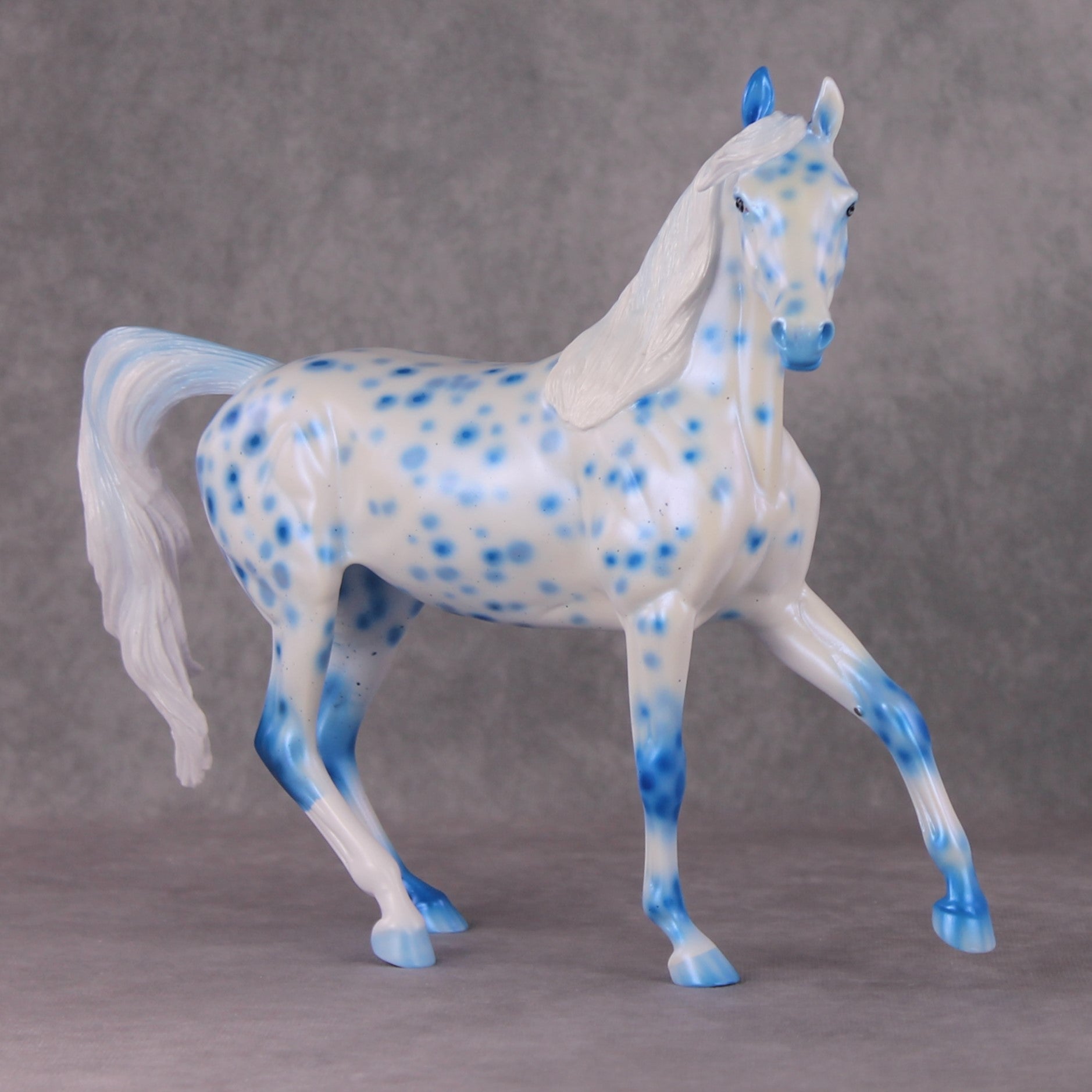 Hot N Cold (Set of Two) OOAK Blue, Red &amp; Orange Pearl Leopard Appaloosa Arab Mares By Ellen Robbins HS24