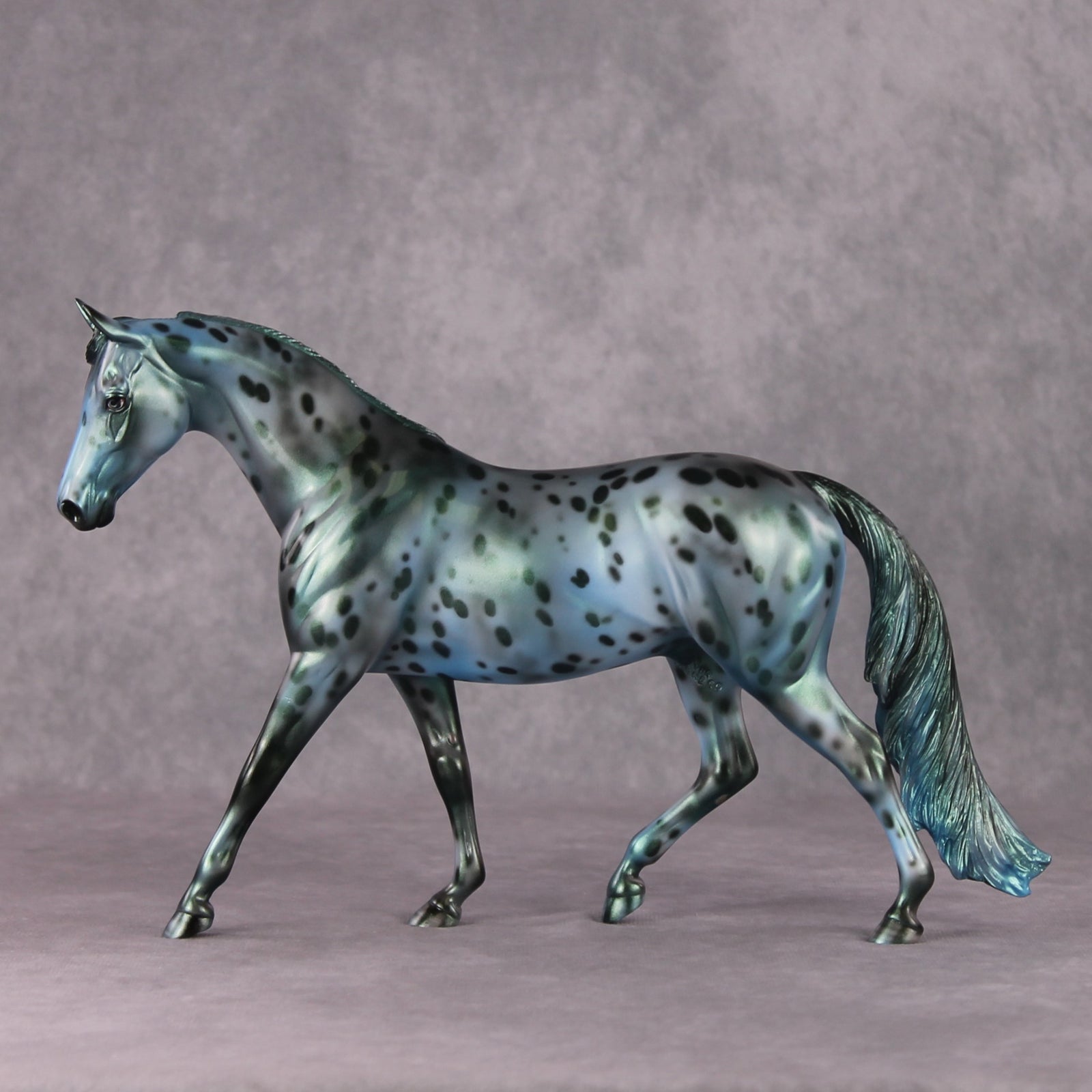Sprite OOAK Green/Blue Pearl Appaloosa Deco Pony by Julie Kiem HS24