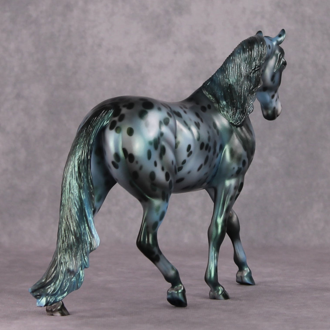 Sprite OOAK Green/Blue Pearl Appaloosa Deco Pony by Julie Kiem HS24