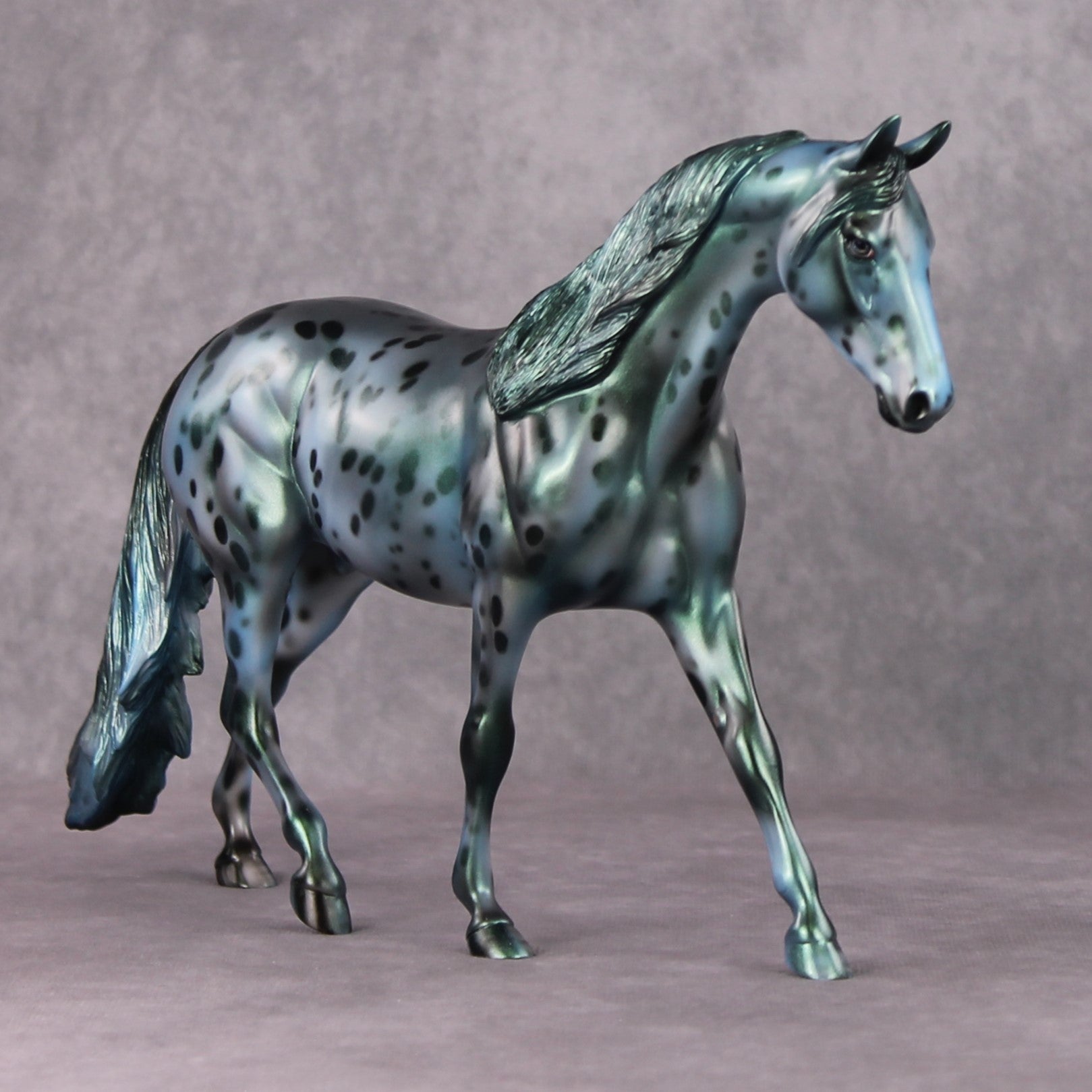 Sprite OOAK Green/Blue Pearl Appaloosa Deco Pony by Julie Kiem HS24