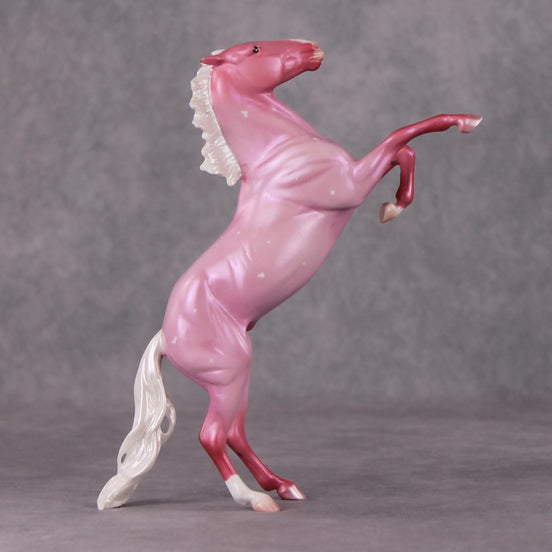 Peppermint Snowball OOAK Pink Roan W/ Etched Hearts Deco Rearing Pebble By Ashley Palmer HS24