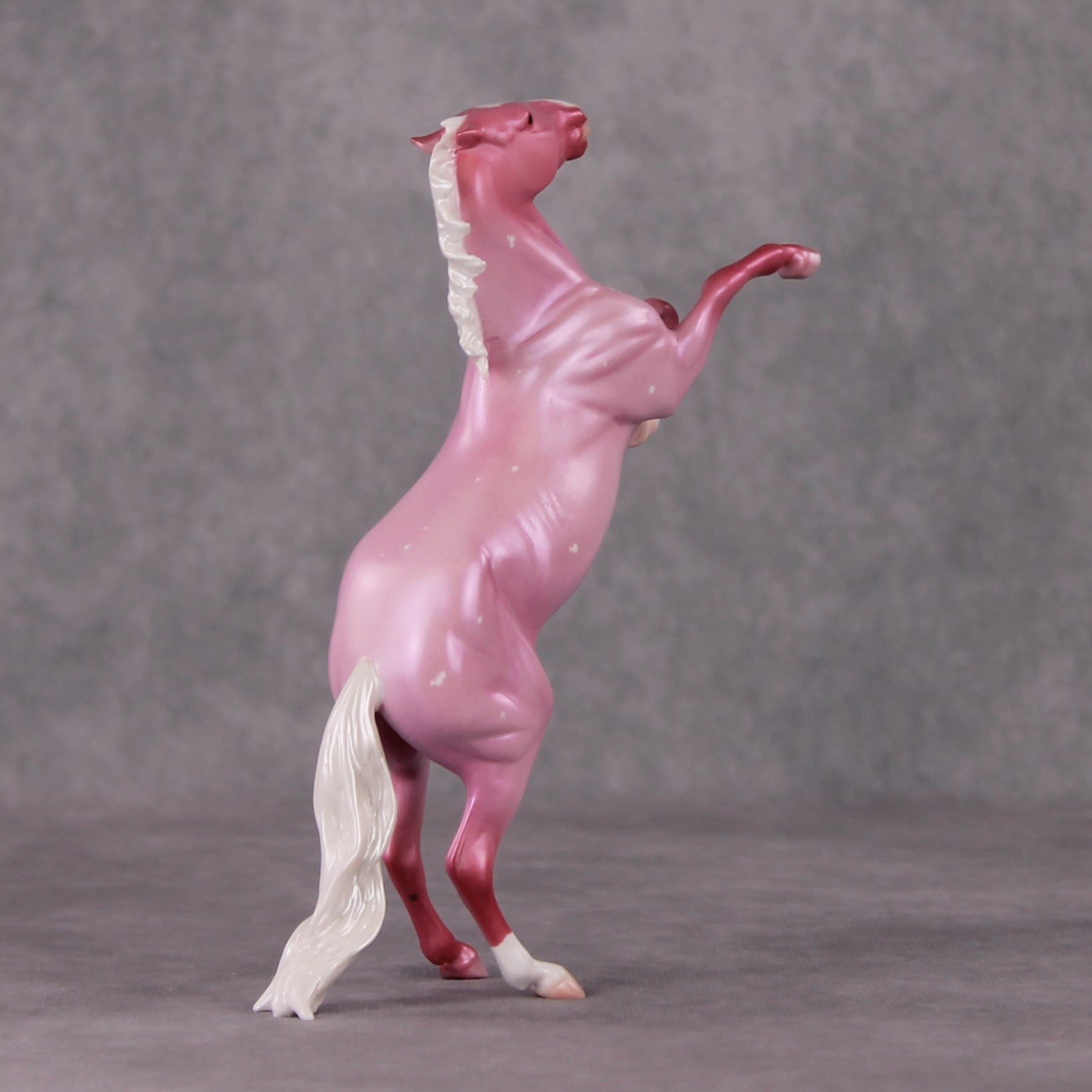 Peppermint Snowball OOAK Pink Roan W/ Etched Hearts Deco Rearing Pebble By Ashley Palmer HS24