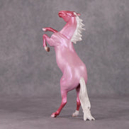 Peppermint Snowball OOAK Pink Roan W/ Etched Hearts Deco Rearing Pebble By Ashley Palmer HS24
