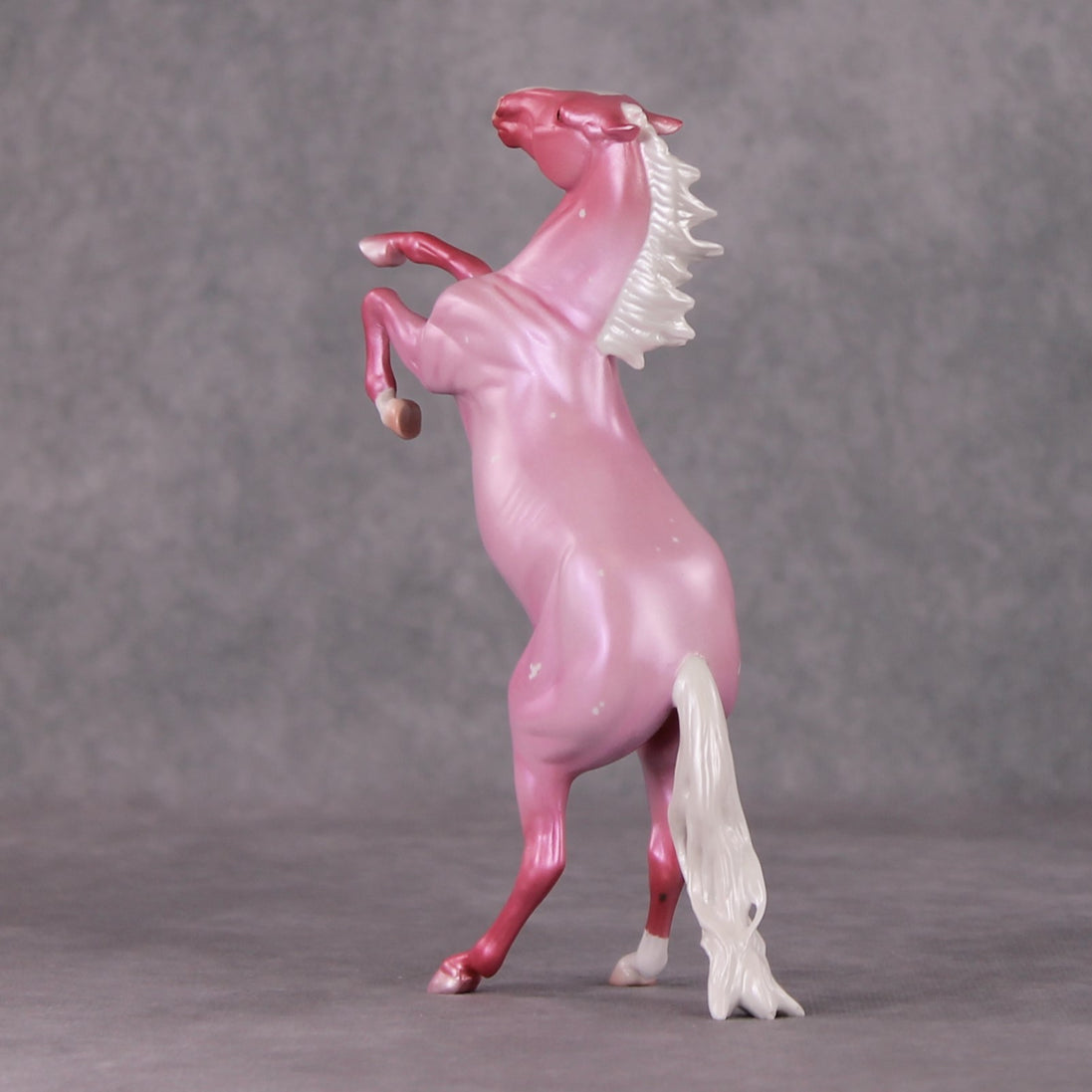 Peppermint Snowball OOAK Pink Roan W/ Etched Hearts Deco Rearing Pebble By Ashley Palmer HS24