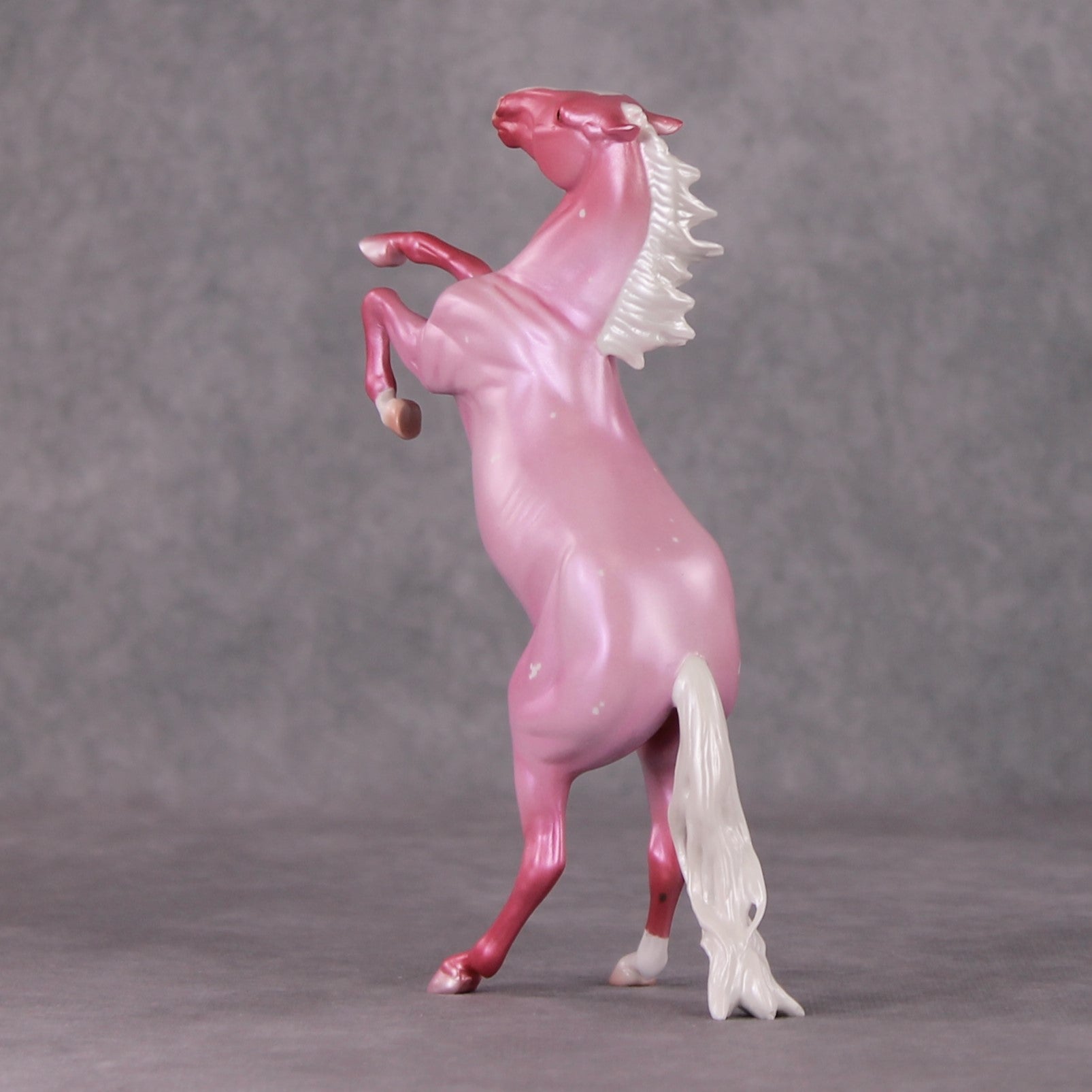 Peppermint Snowball OOAK Pink Roan W/ Etched Hearts Deco Rearing Pebble By Ashley Palmer HS24