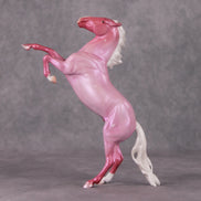 Peppermint Snowball OOAK Pink Roan W/ Etched Hearts Deco Rearing Pebble By Ashley Palmer HS24