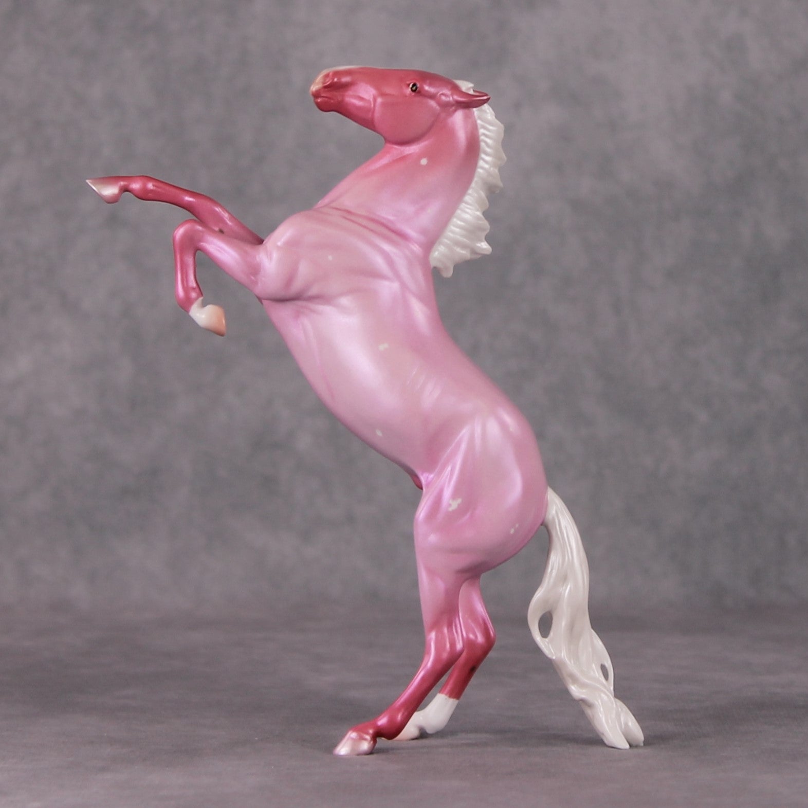 Peppermint Snowball OOAK Pink Roan W/ Etched Hearts Deco Rearing Pebble By Ashley Palmer HS24