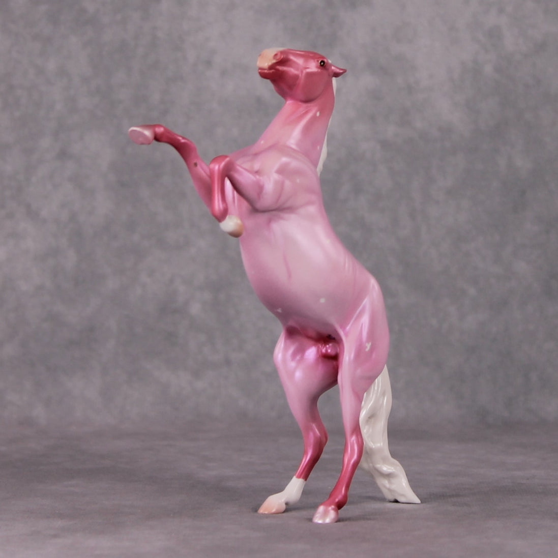 Peppermint Snowball OOAK Pink Roan W/ Etched Hearts Deco Rearing Pebble By Ashley Palmer HS24