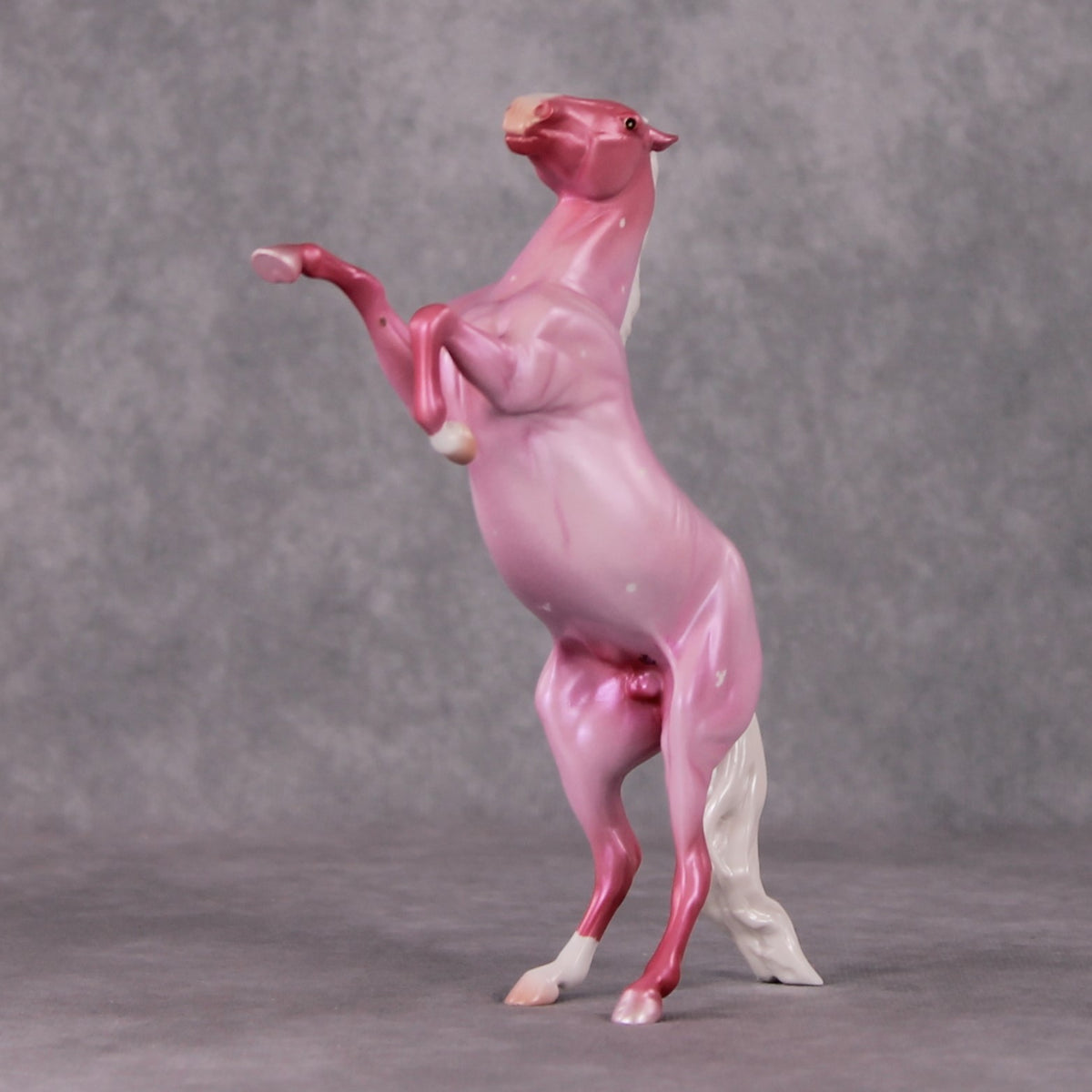 Peppermint Snowball OOAK Pink Roan W/ Etched Hearts Deco Rearing Pebble By Ashley Palmer HS24