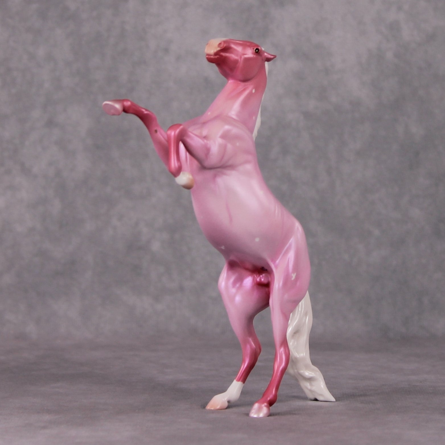 Peppermint Snowball OOAK Pink Roan W/ Etched Hearts Deco Rearing Pebble By Ashley Palmer HS24