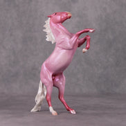 Peppermint Snowball OOAK Pink Roan W/ Etched Hearts Deco Rearing Pebble By Ashley Palmer HS24
