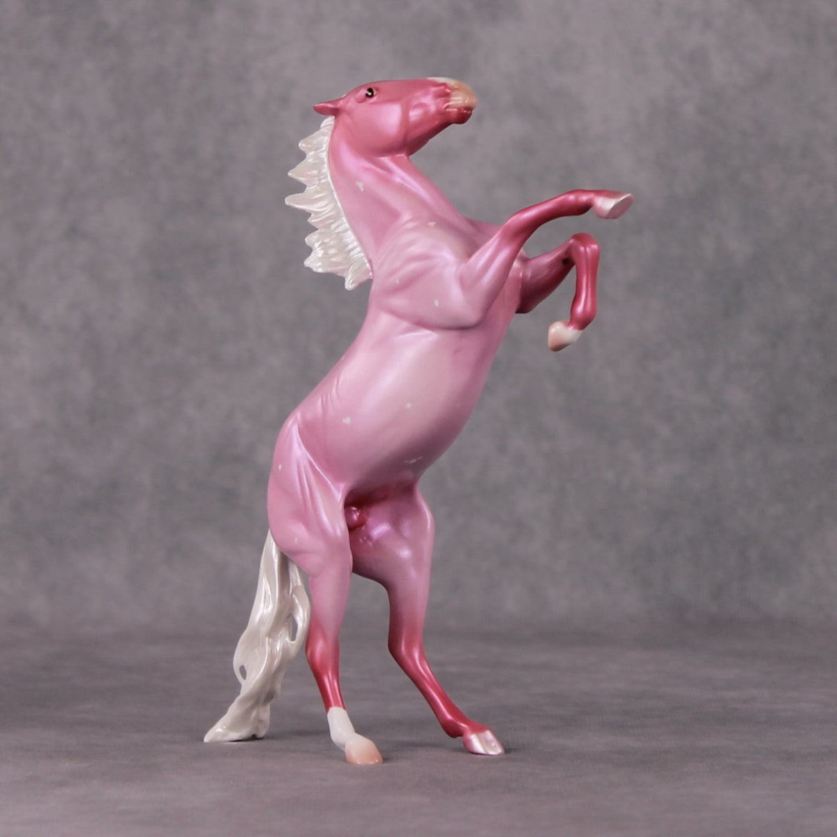 Peppermint Snowball OOAK Pink Roan W/ Etched Hearts Deco Rearing Pebble By Ashley Palmer HS24