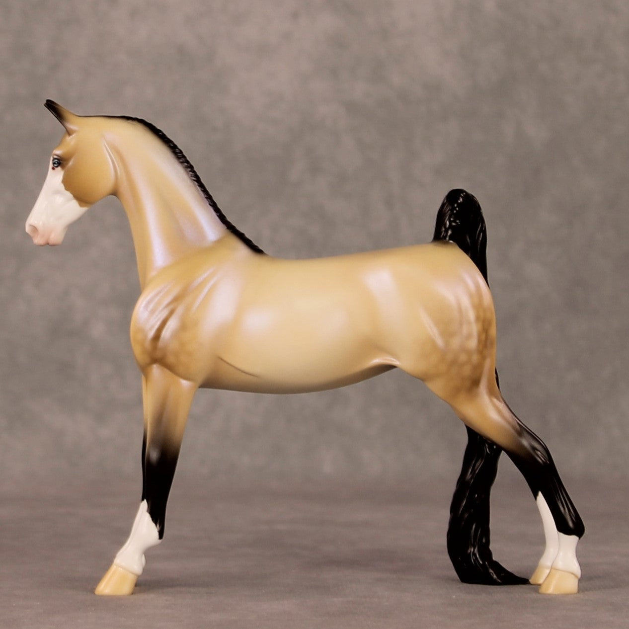 Snow Shimmer OOAK Dappled Buckskin With Blue Interfernce Pebble Saddlebred By Ellen Robbins HS24