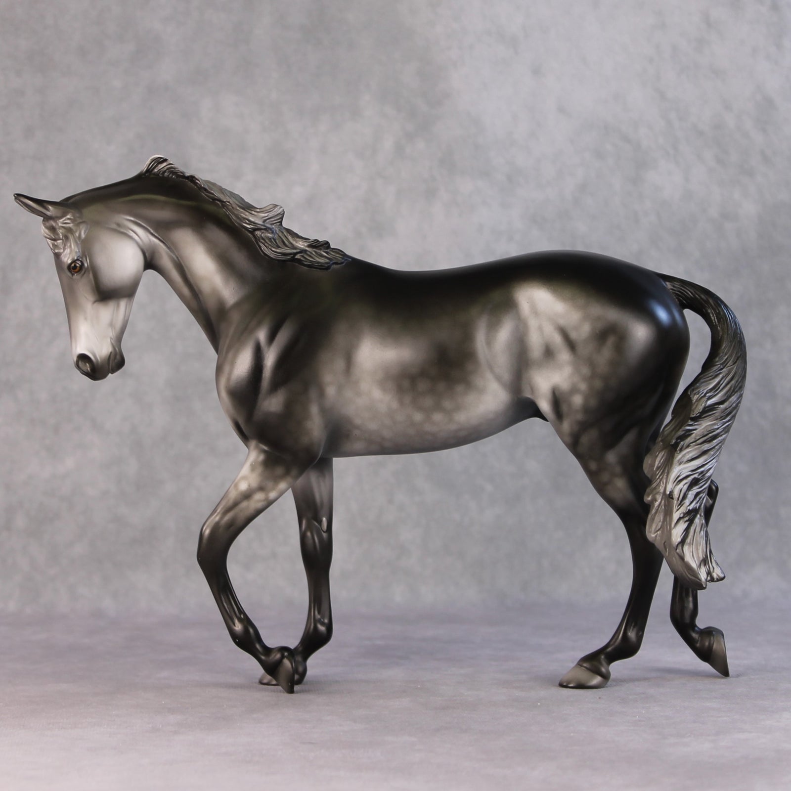 Mister Spinch OOAK Dark Dapple Grey Custom Thoroughbred By Dawn Quick HS24