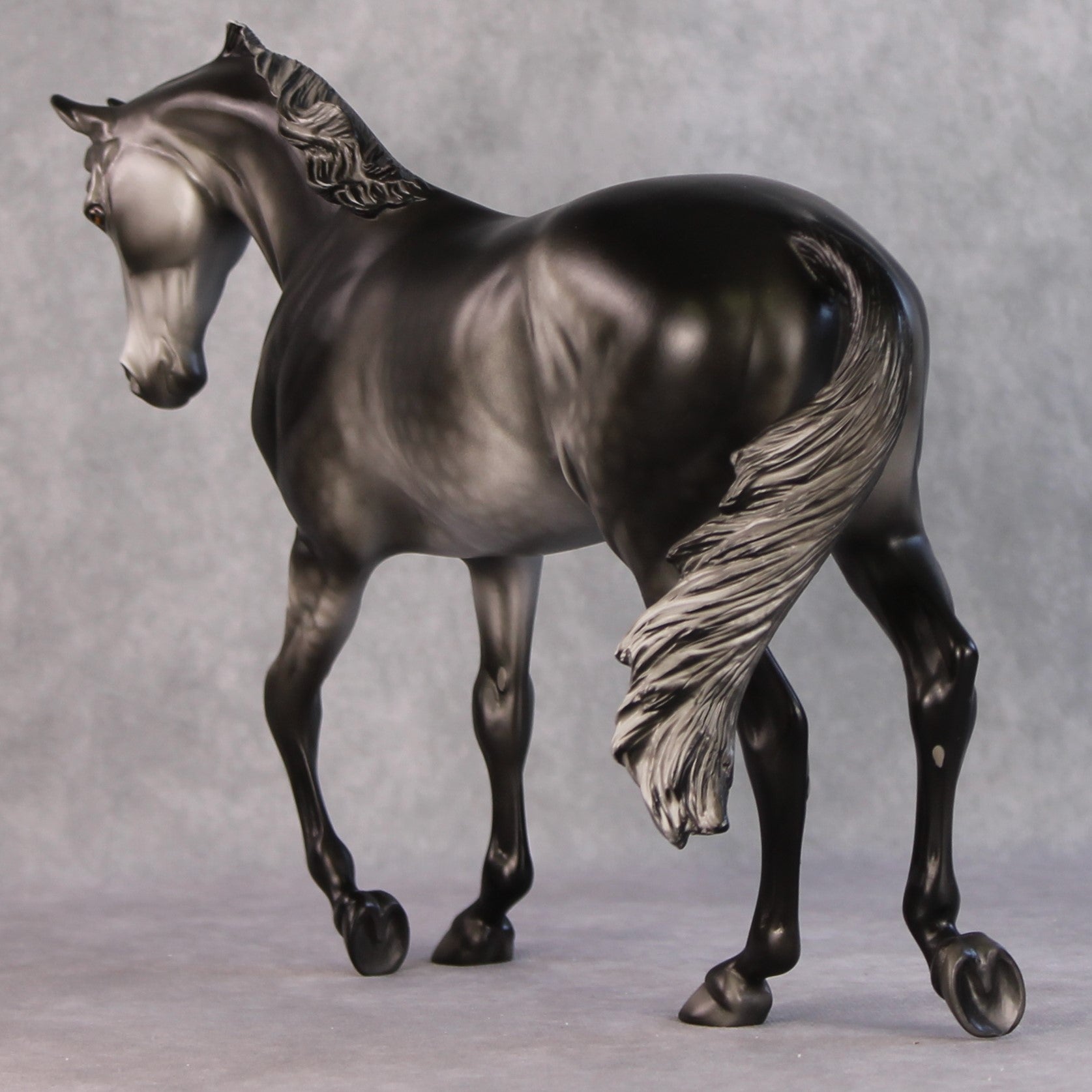Mister Spinch OOAK Dark Dapple Grey Custom Thoroughbred By Dawn Quick HS24