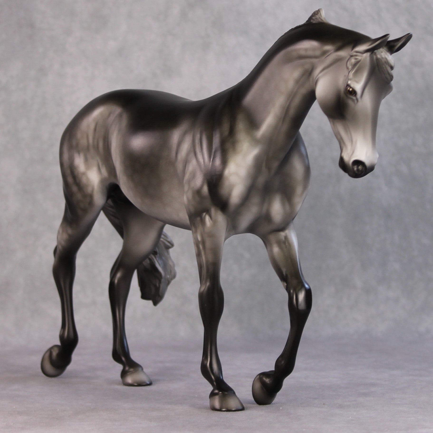Mister Spinch OOAK Dark Dapple Grey Custom Thoroughbred By Dawn Quick HS24