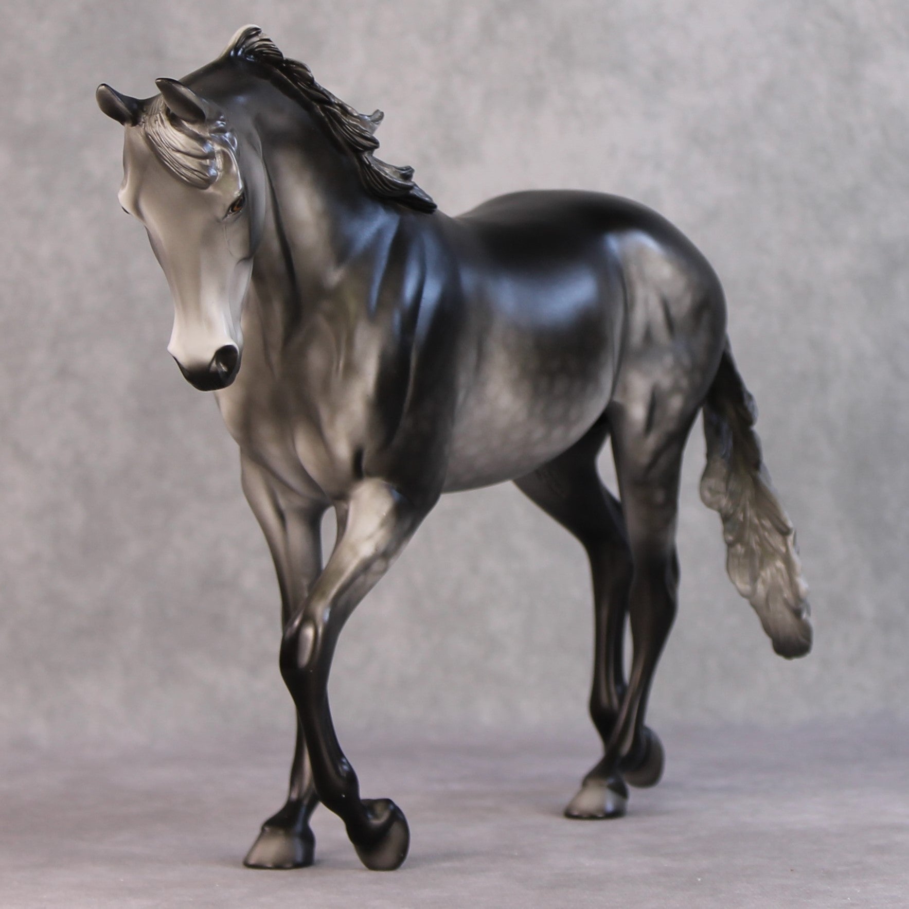 Mister Spinch OOAK Dark Dapple Grey Custom Thoroughbred By Dawn Quick HS24