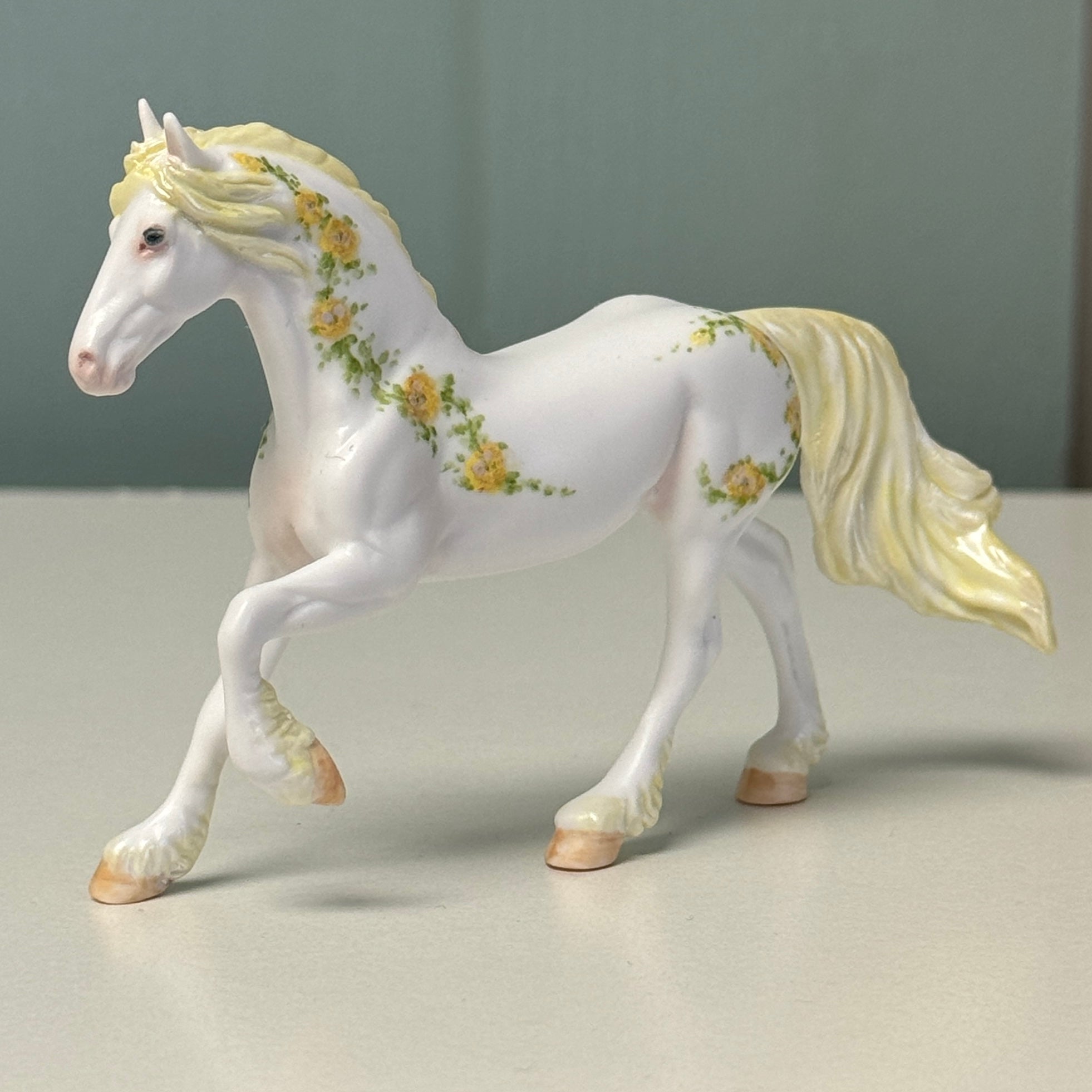 Friendship Roses OOAK Deco White w/ Rose Vines Friesian Chip By Andrea Thomason End Of Month June SS624