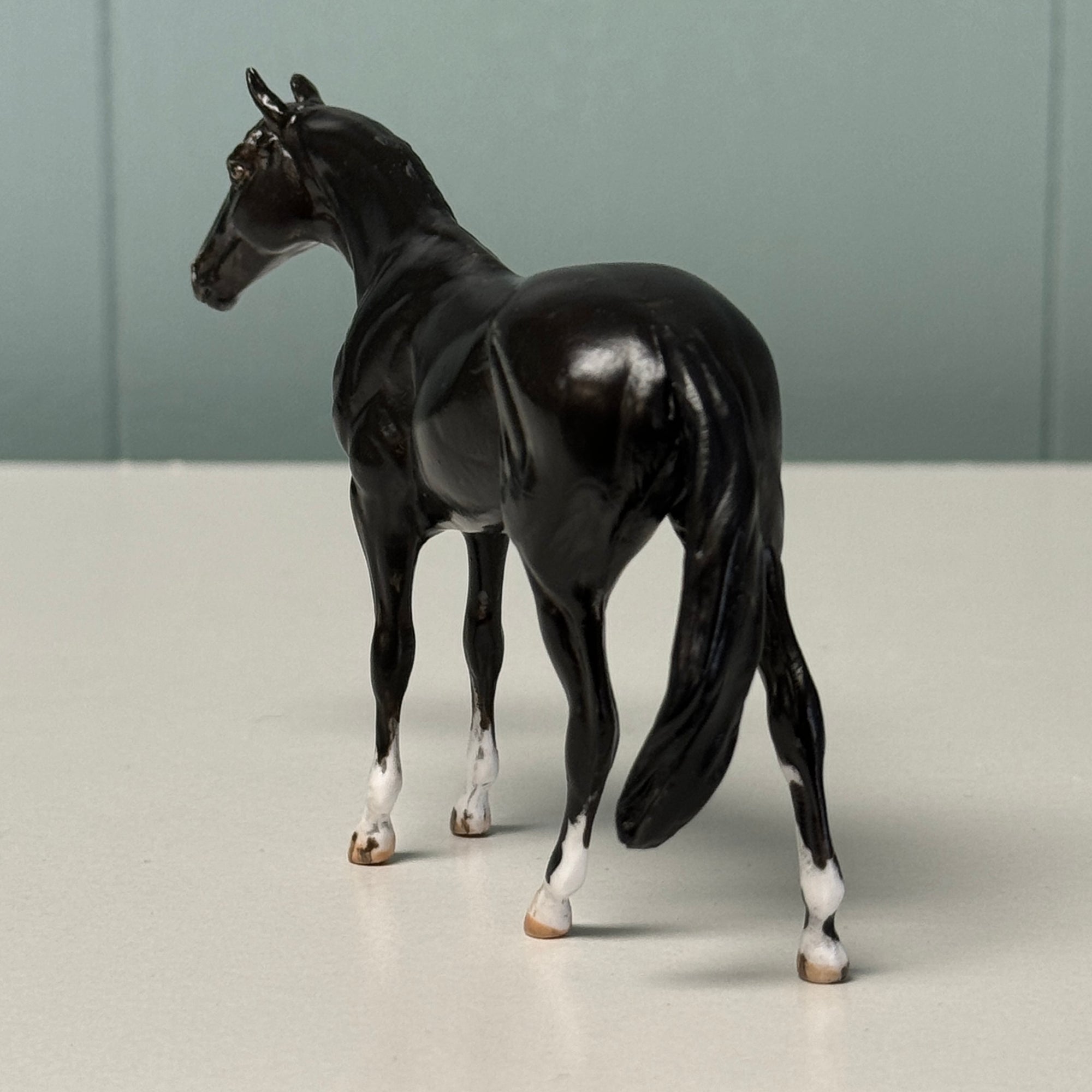 Sunny In The Shadows OOAK Black Custom Thoroughbred Chip By Andrea Thomason EQ24 MHP End of Month Sample and OOAK Sale