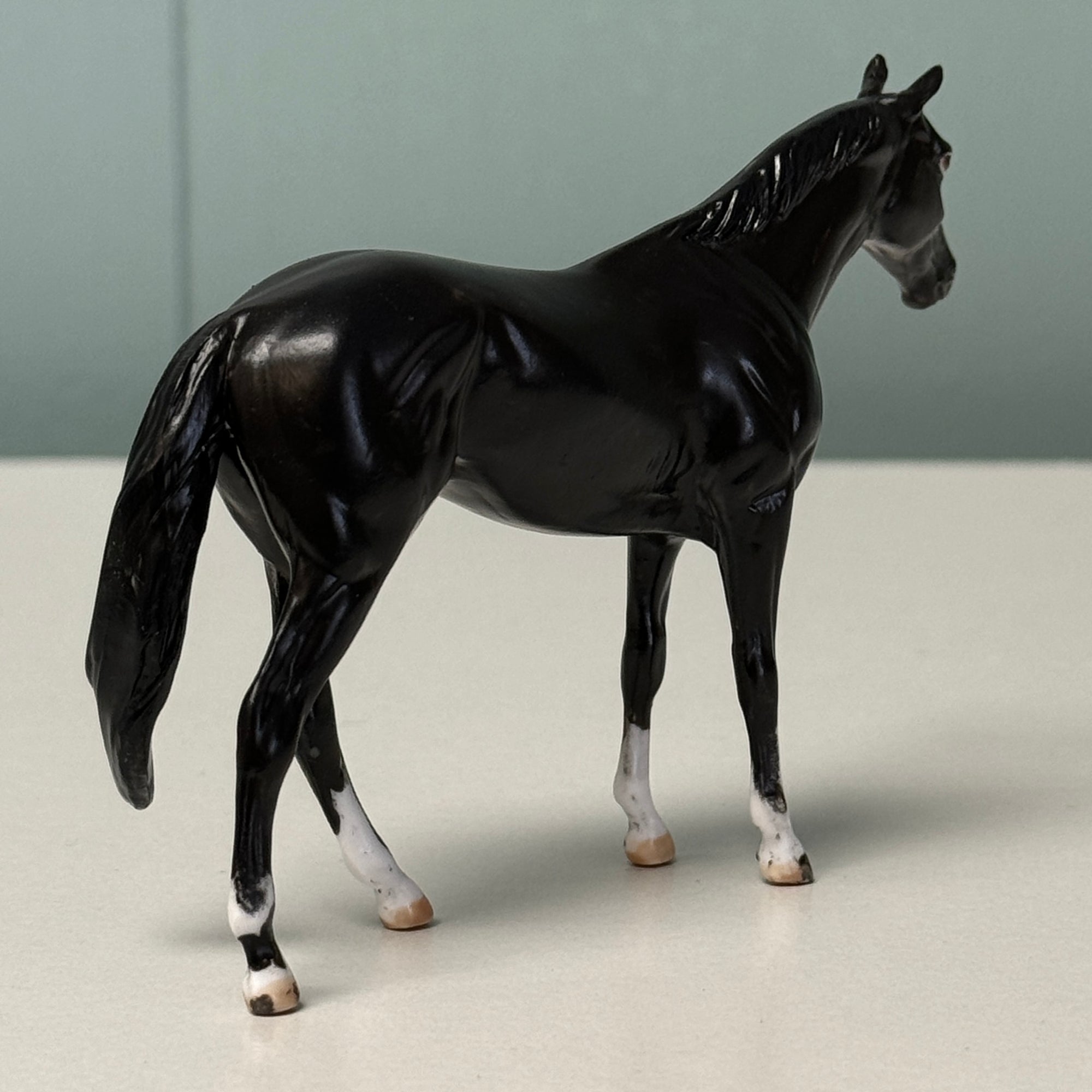 Sunny In The Shadows OOAK Black Custom Thoroughbred Chip By Andrea Thomason EQ24 MHP End of Month Sample and OOAK Sale