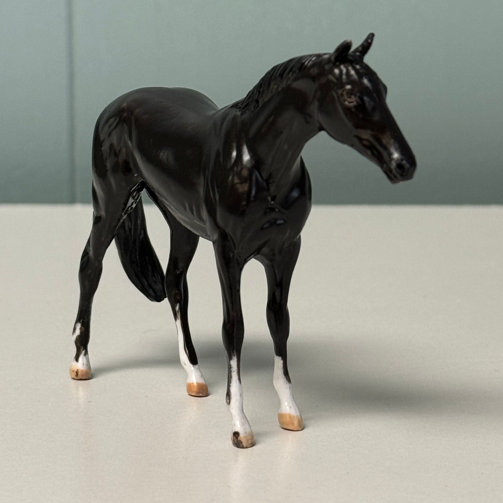 Sunny In The Shadows OOAK Black Custom Thoroughbred Chip By Andrea Thomason EQ24 MHP End of Month Sample and OOAK Sale