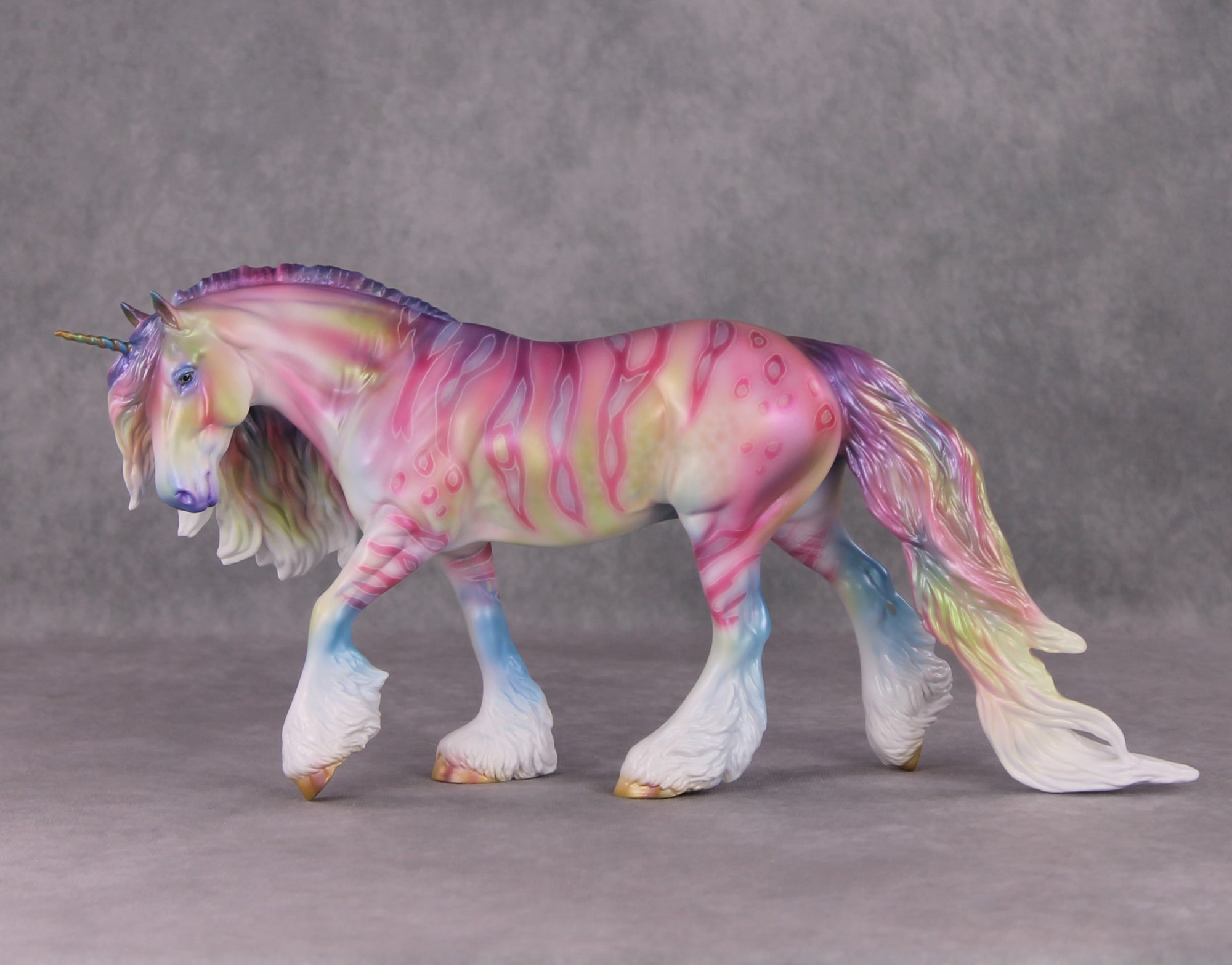 "Edmund" OOAK Pastel Spots and Stripes Irish Cob Unicorn Painted By Jess Hamill Best Offer 1/14/25