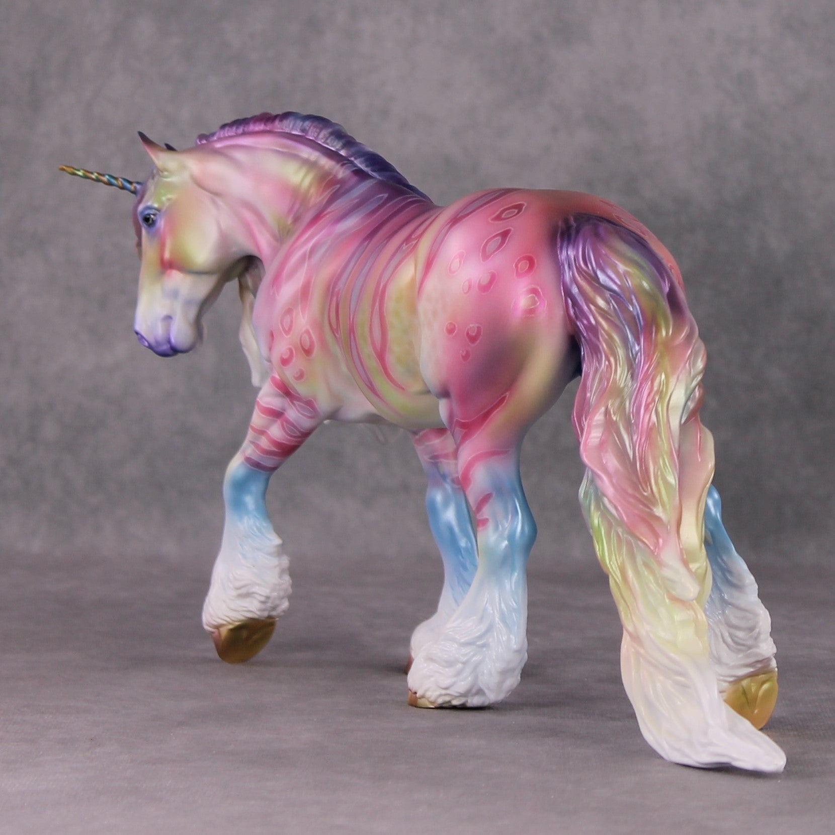 "Edmund" OOAK Pastel Spots and Stripes Irish Cob Unicorn Painted By Jess Hamill Best Offer 1/14/25