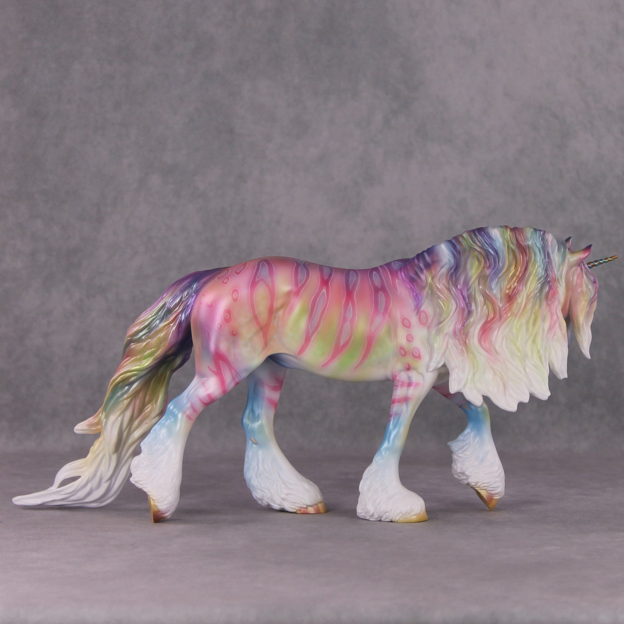 "Edmund" OOAK Pastel Spots and Stripes Irish Cob Unicorn Painted By Jess Hamill Best Offer 1/14/25