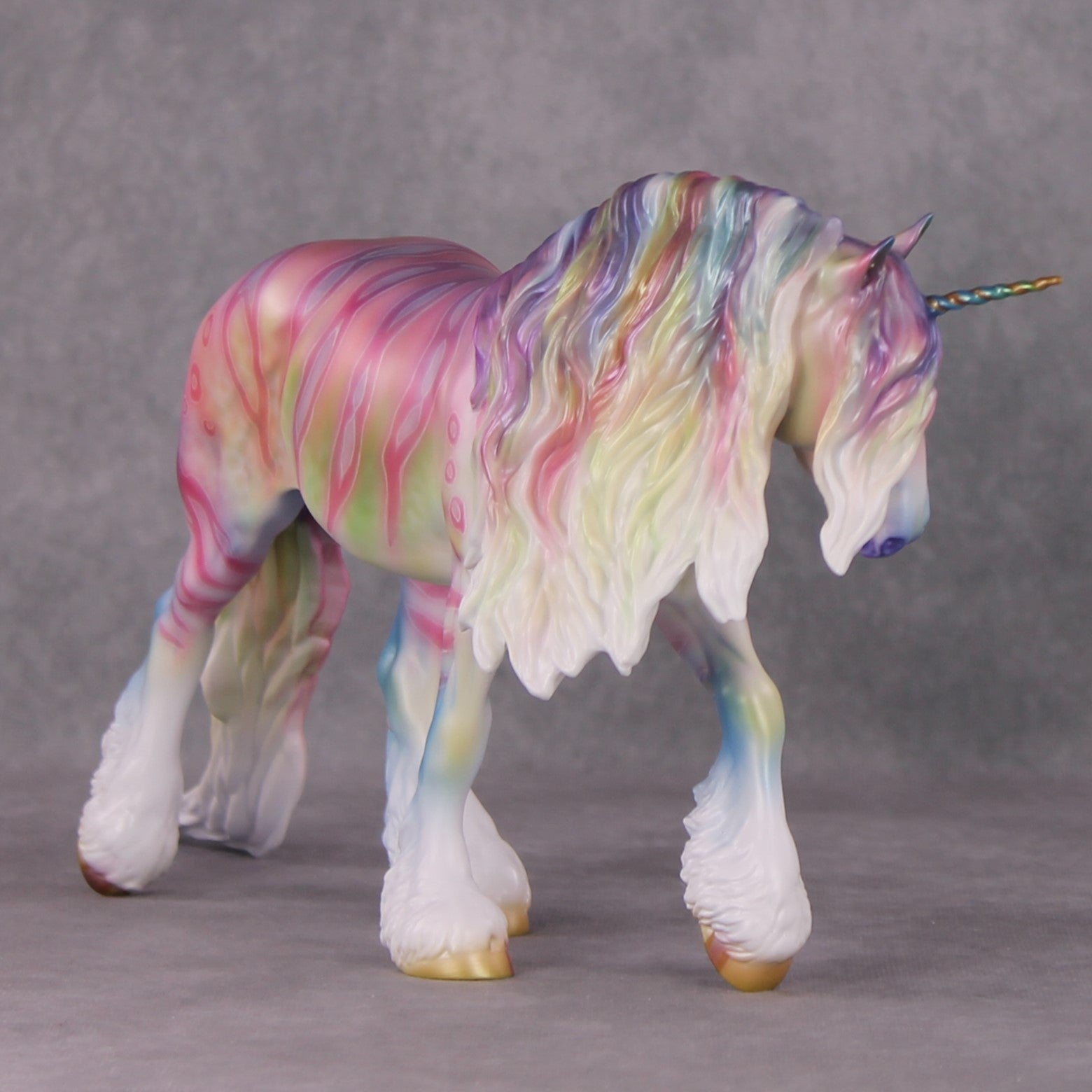 "Edmund" OOAK Pastel Spots and Stripes Irish Cob Unicorn Painted By Jess Hamill Best Offer 1/14/25