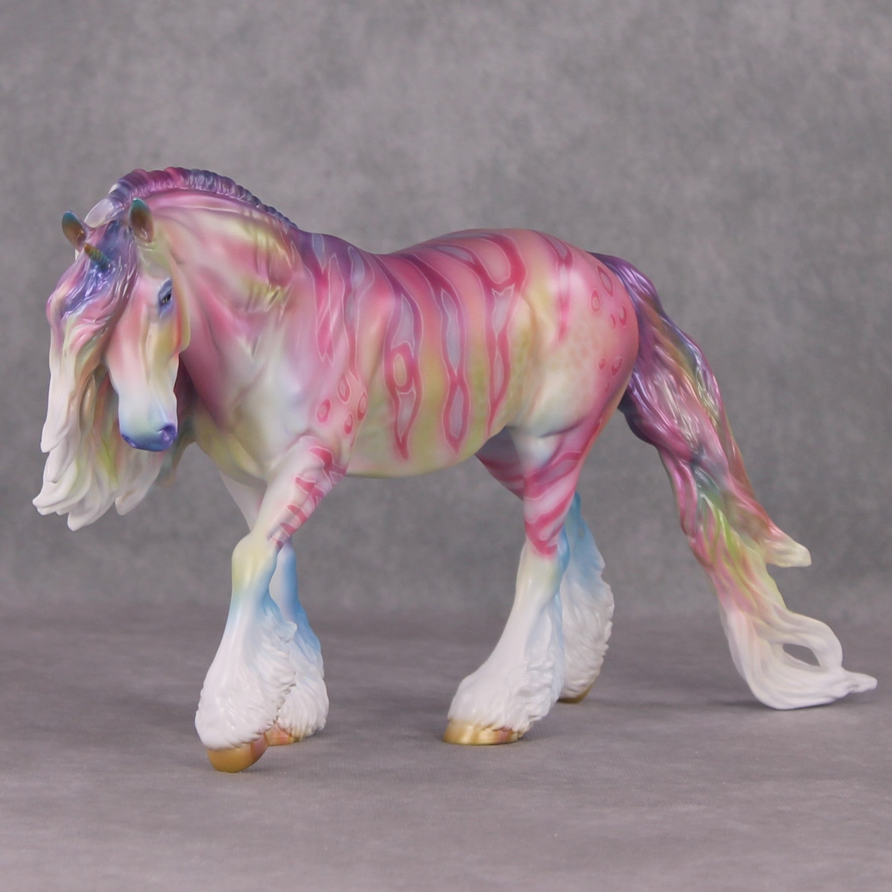 "Edmund" OOAK Pastel Spots and Stripes Irish Cob Unicorn Painted By Jess Hamill Best Offer 1/14/25