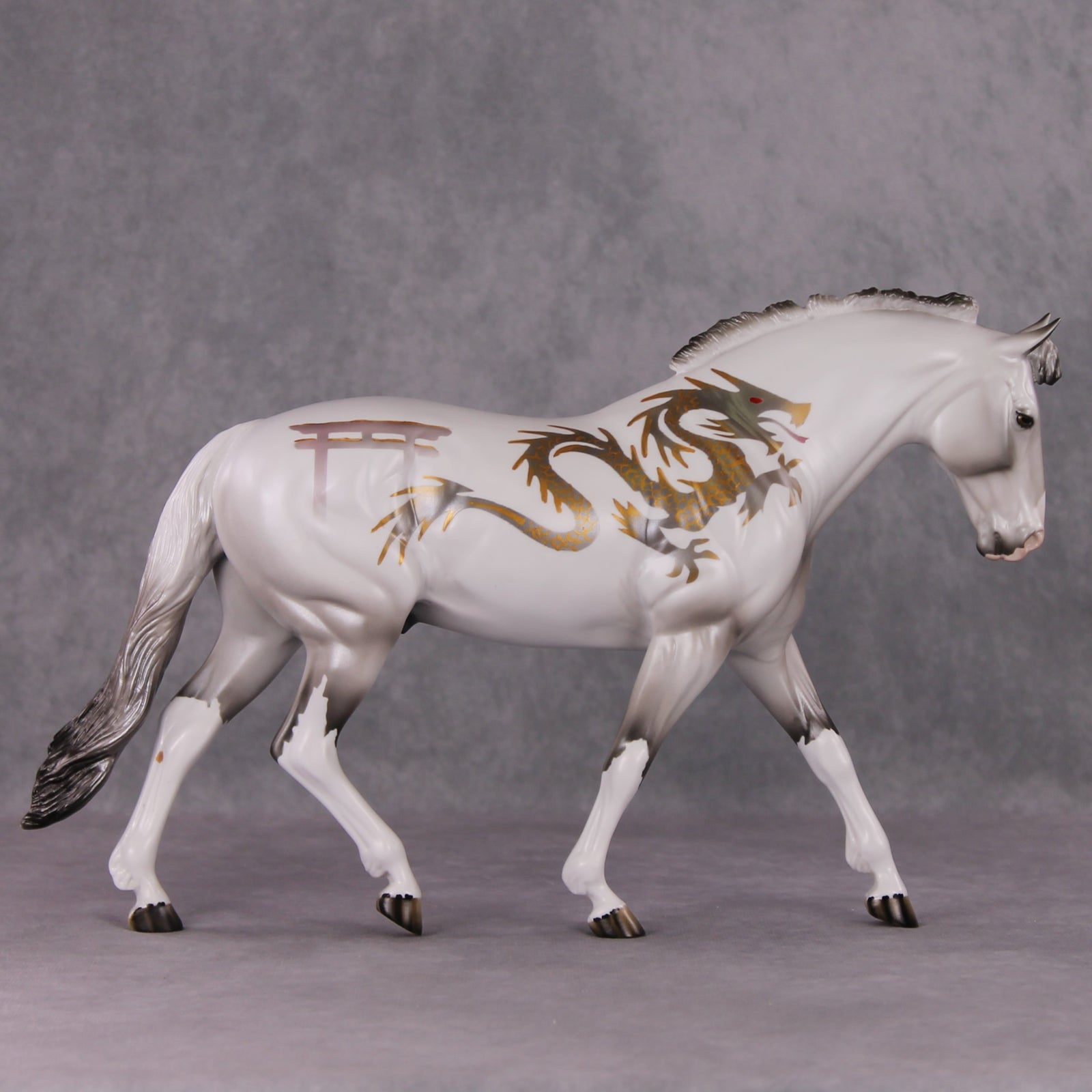 "Lothalox" LE-15 Custom Grey with Gold Dragon Deco Irish Draught By Dawn Quick - Fantastical Fantasy Series - January Dragons Pre Order