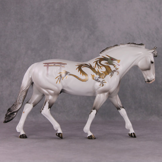 "Lothalox" LE-15 Custom Grey with Gold Dragon Deco Irish Draught By Dawn Quick - Fantastical Fantasy Series - January Dragons Pre Order