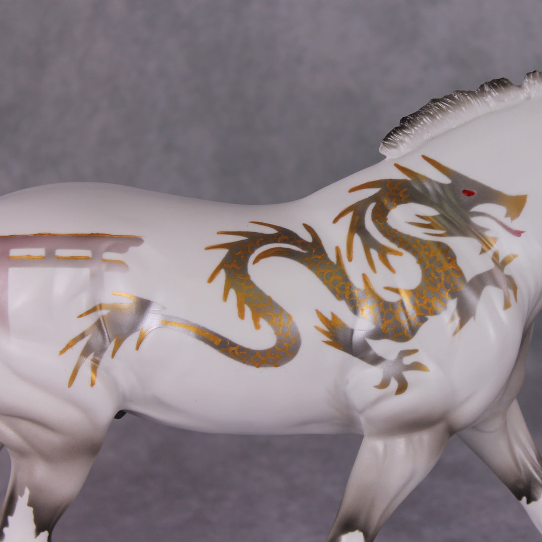 "Lothalox" LE-15 Custom Grey with Gold Dragon Deco Irish Draught By Dawn Quick - Fantastical Fantasy Series - January Dragons Pre Order