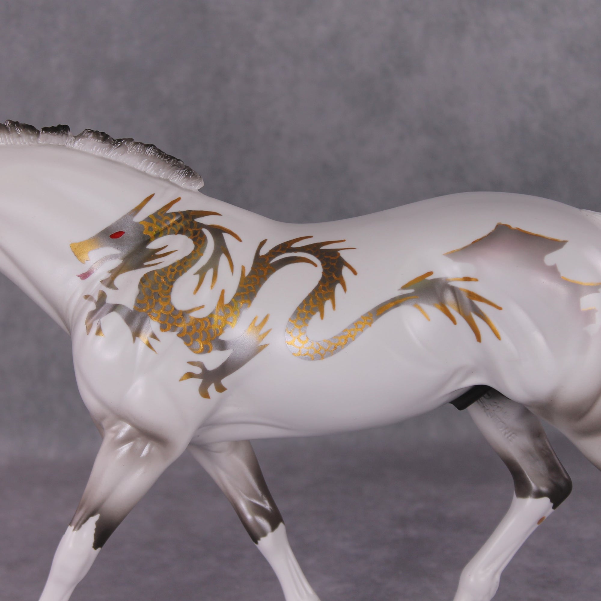 "Lothalox" LE-15 Custom Grey with Gold Dragon Deco Irish Draught By Dawn Quick - Fantastical Fantasy Series - January Dragons Pre Order