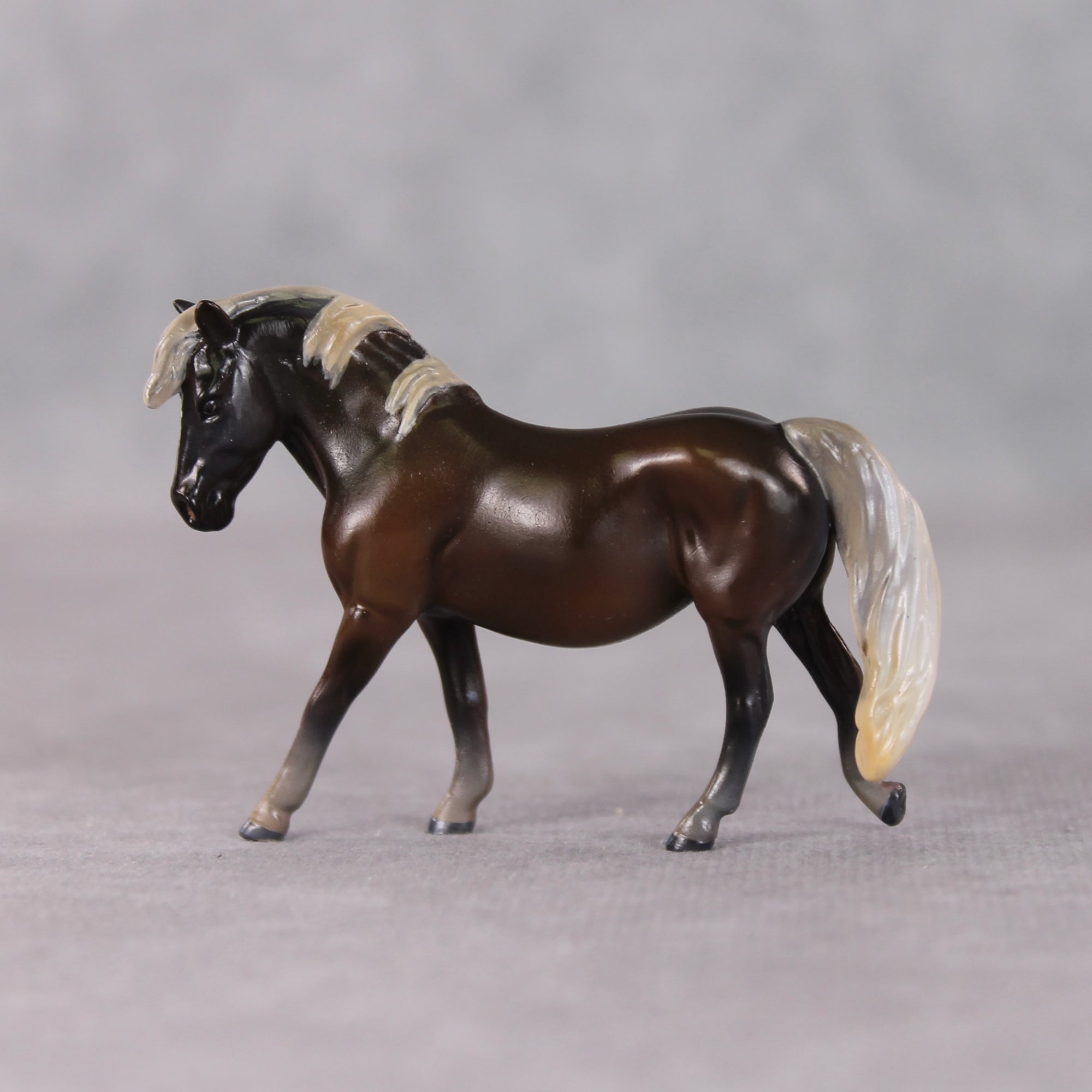 "Tortellini" OOAK Custom Silver Black Pony Chip By Kristin Cermele - Gemstone Series