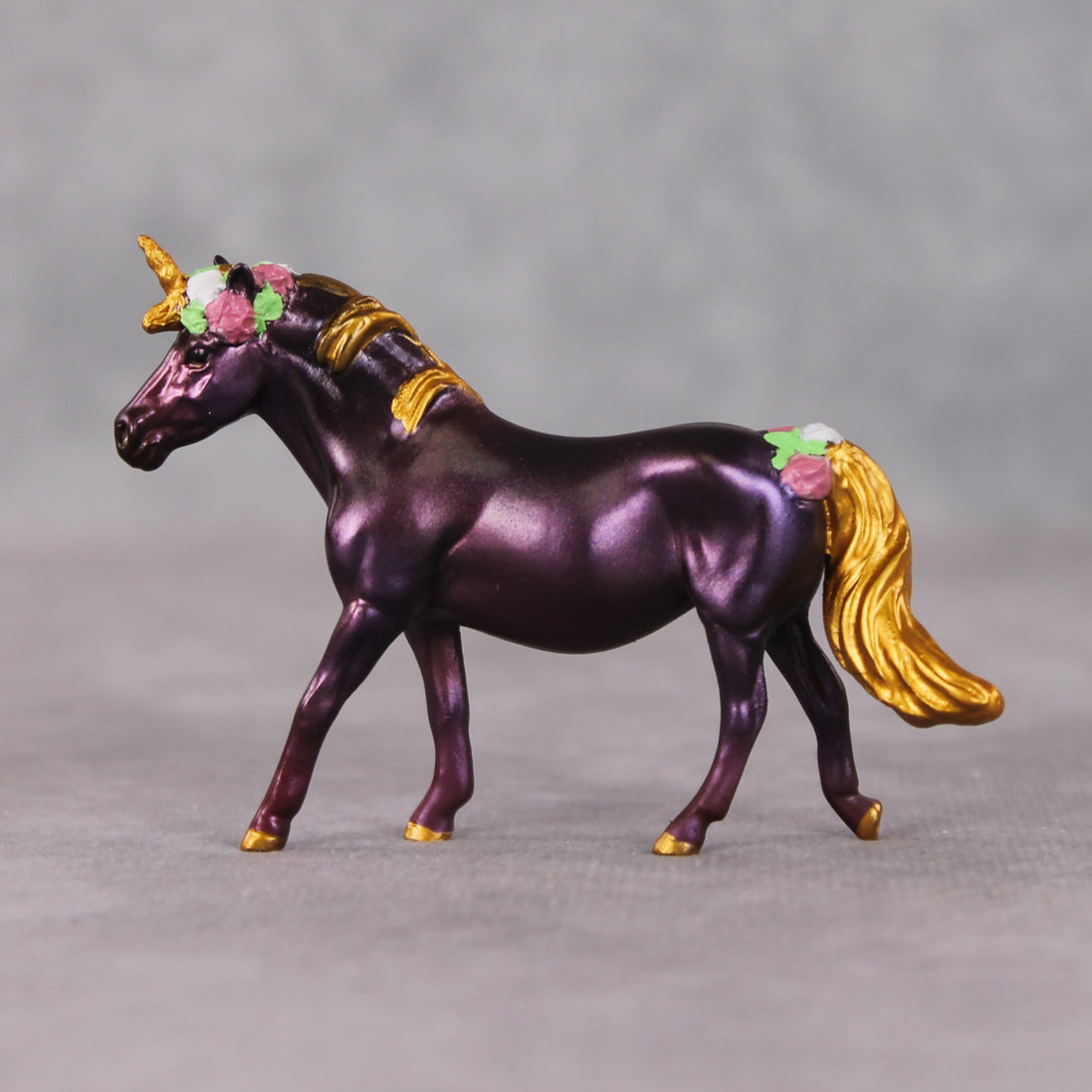 "Este's Sister" OOAK Custom Dark Shimmery Plum Unicorn Pony Chip By Kristen Cermele - Gemstone Series