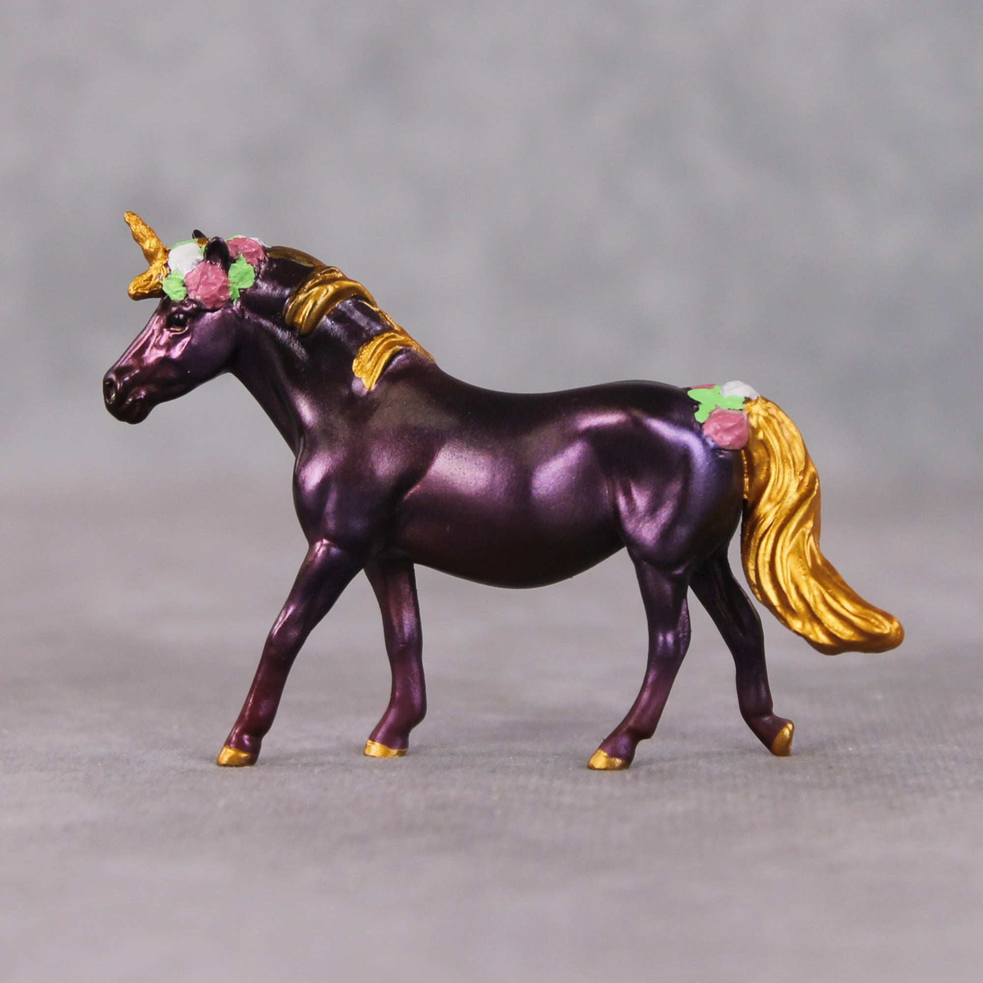 "Este's Sister" OOAK Custom Dark Shimmery Plum Unicorn Pony Chip By Kristin Cermele - Gemstone Series