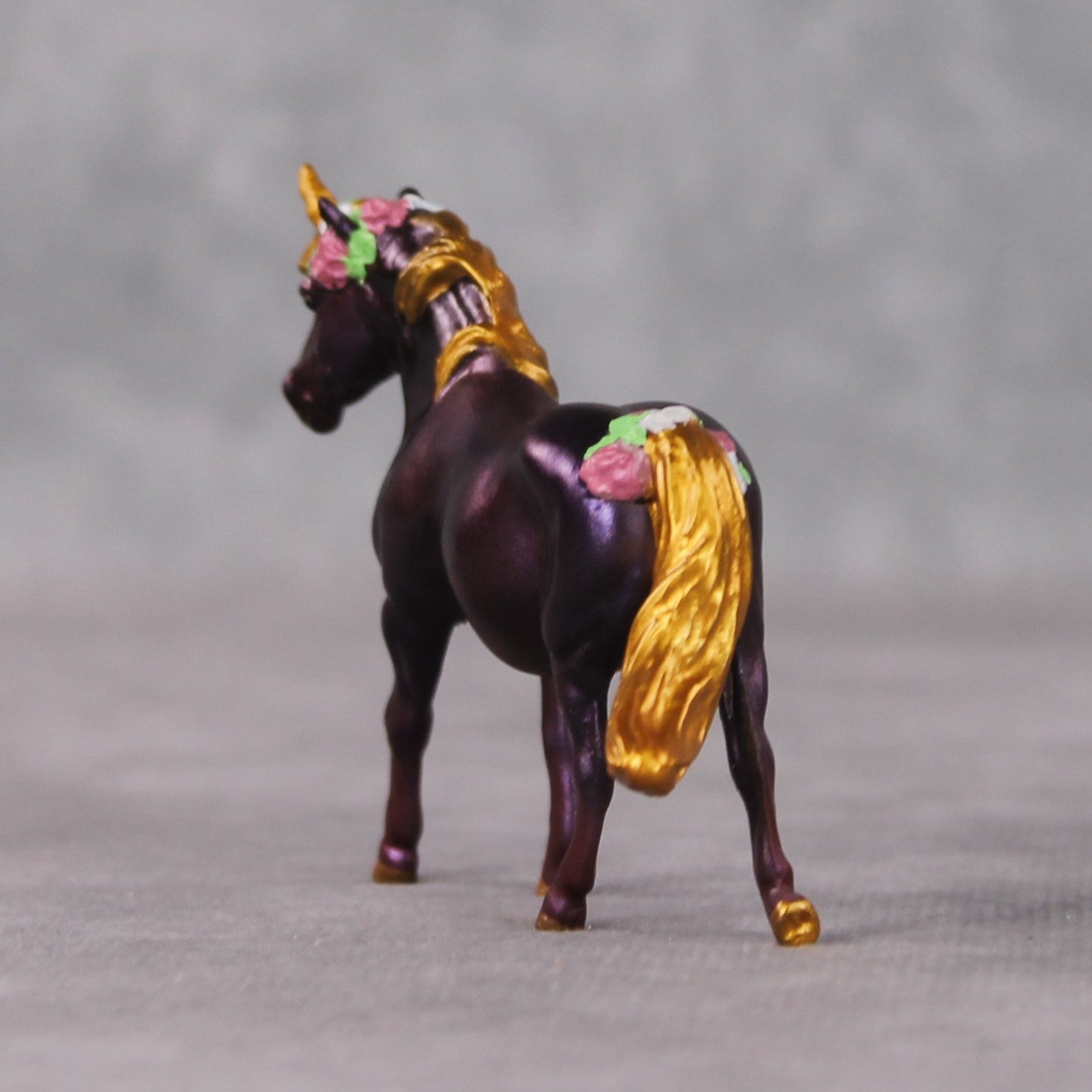 "Este's Sister" OOAK Custom Dark Shimmery Plum Unicorn Pony Chip By Kristin Cermele - Gemstone Series