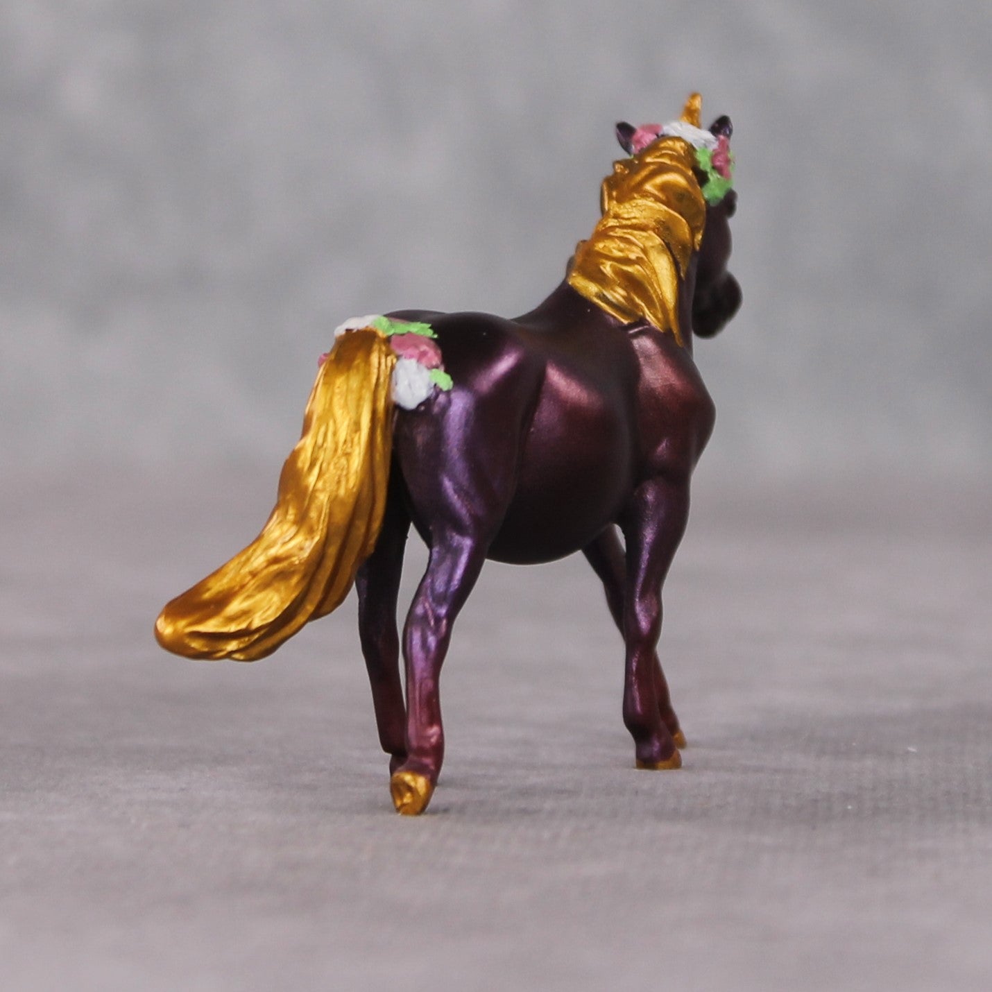 "Este's Sister" OOAK Custom Dark Shimmery Plum Unicorn Pony Chip By Kristin Cermele - Gemstone Series