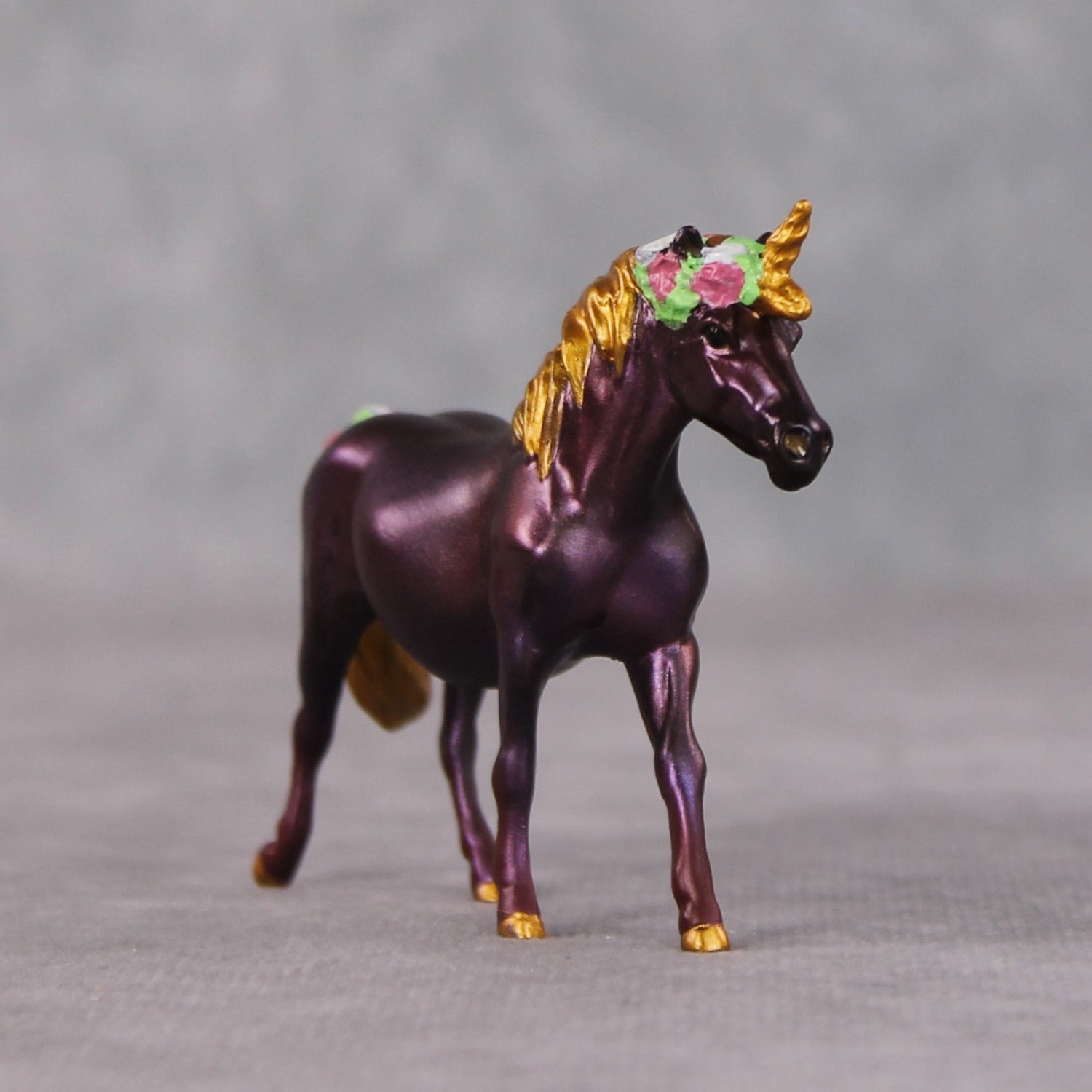 "Este's Sister" OOAK Custom Dark Shimmery Plum Unicorn Pony Chip By Kristin Cermele - Gemstone Series