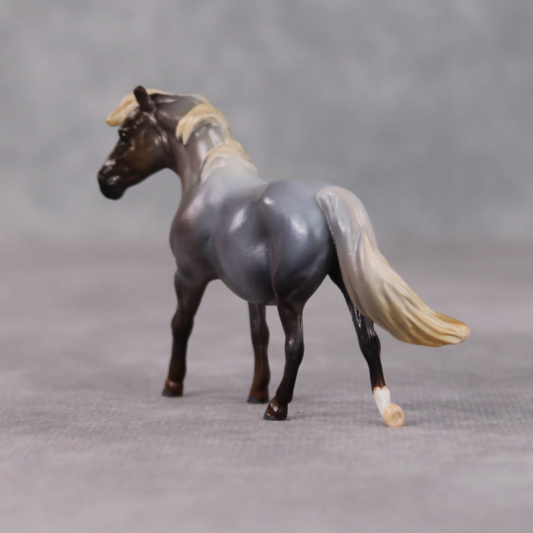 "Funnel Cake" OOAK Silver Black Roan Pony Chip By Kristen Cermele - Gemstone Series