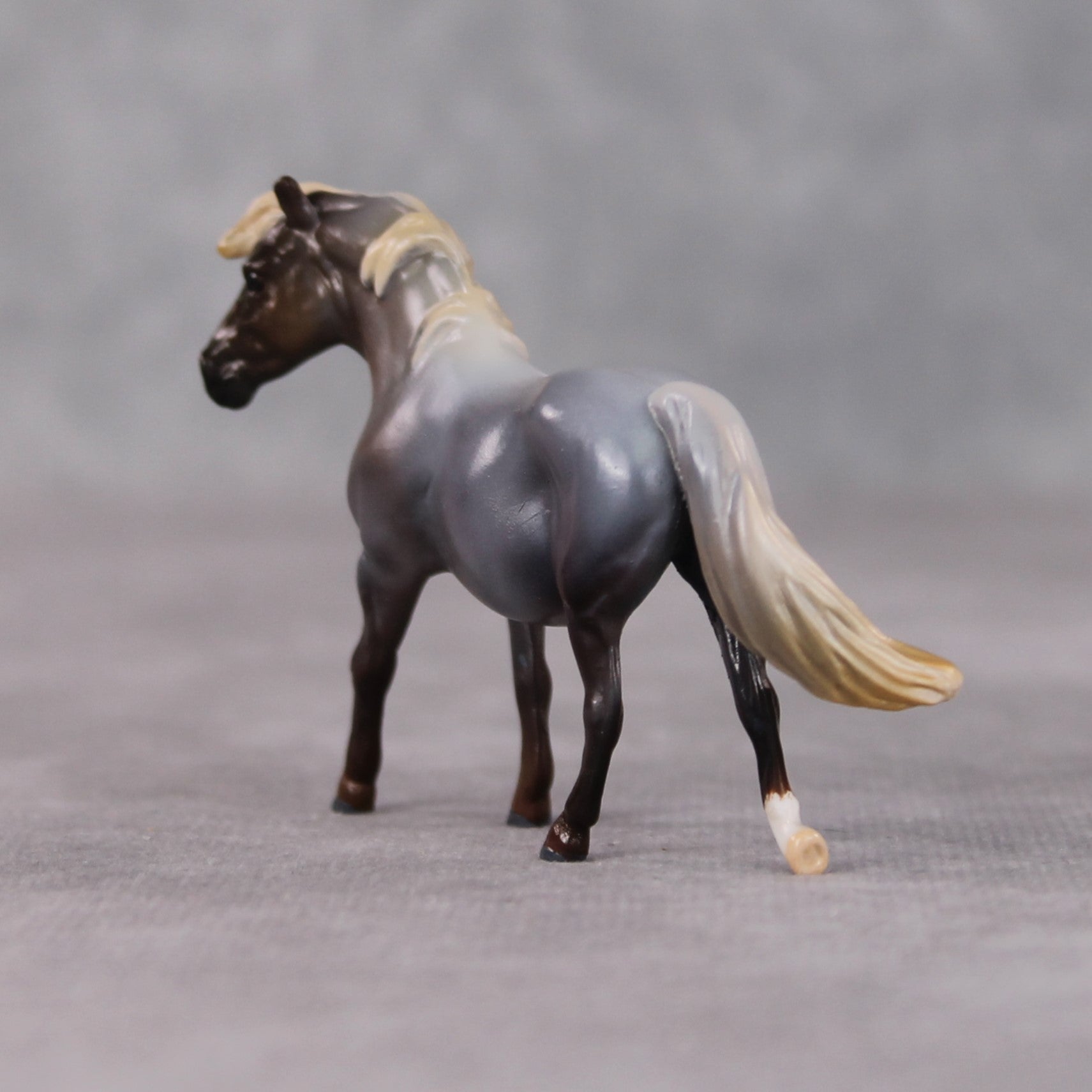 "Funnel Cake" OOAK Silver Black Roan Pony Chip By Kristin Cermele - Gemstone Series